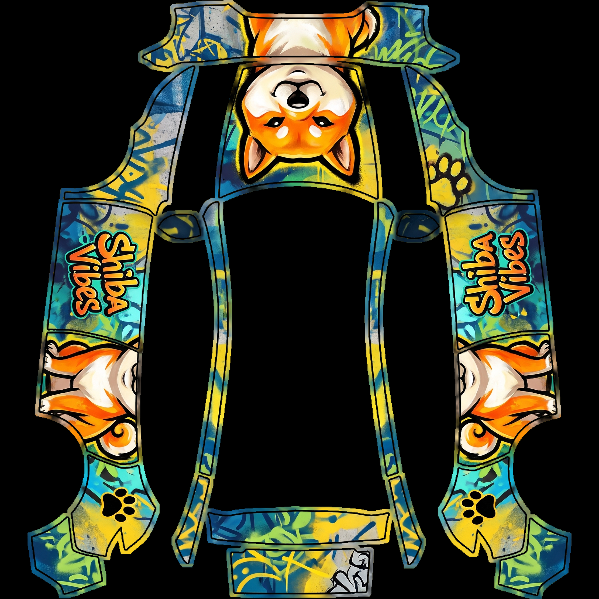 Artwork features a vibrant graffiti style — AI wrap design for a Model Y (2025+) Premium