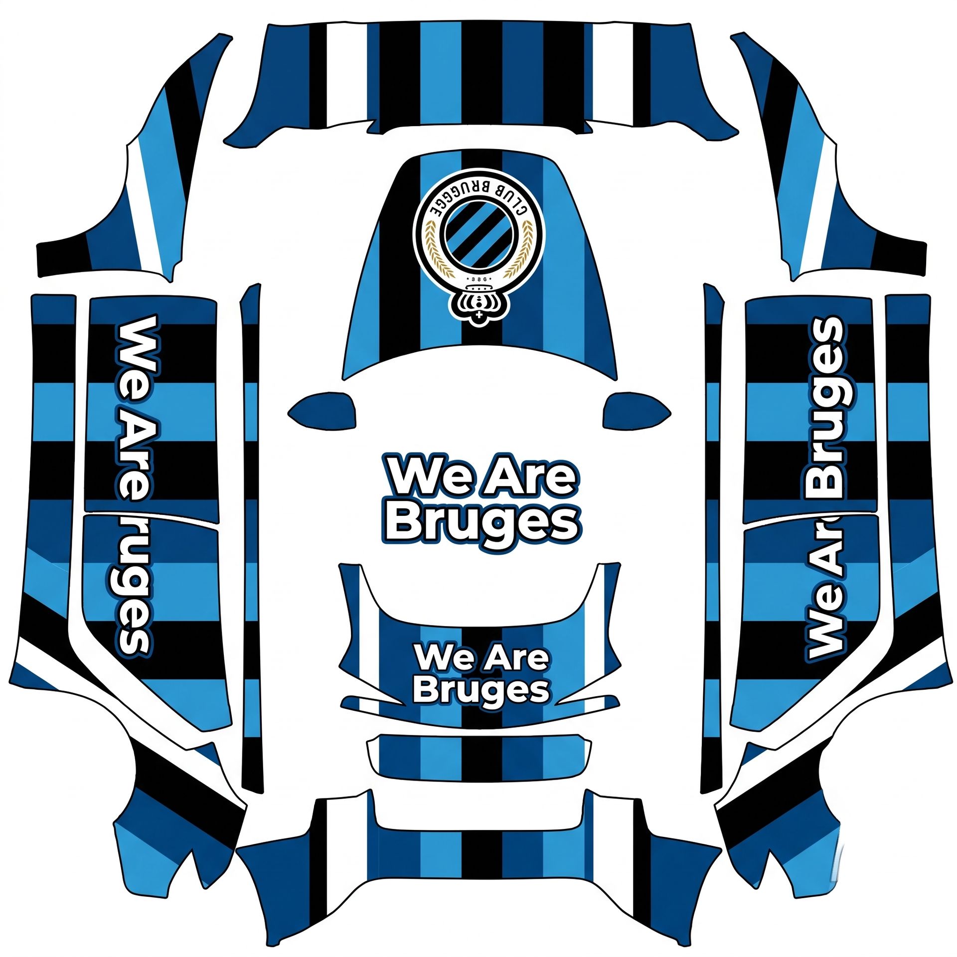 "We Are Bruges" as the phrase to include — AI wrap design for a Model 3 (2024+) Standard & Premium