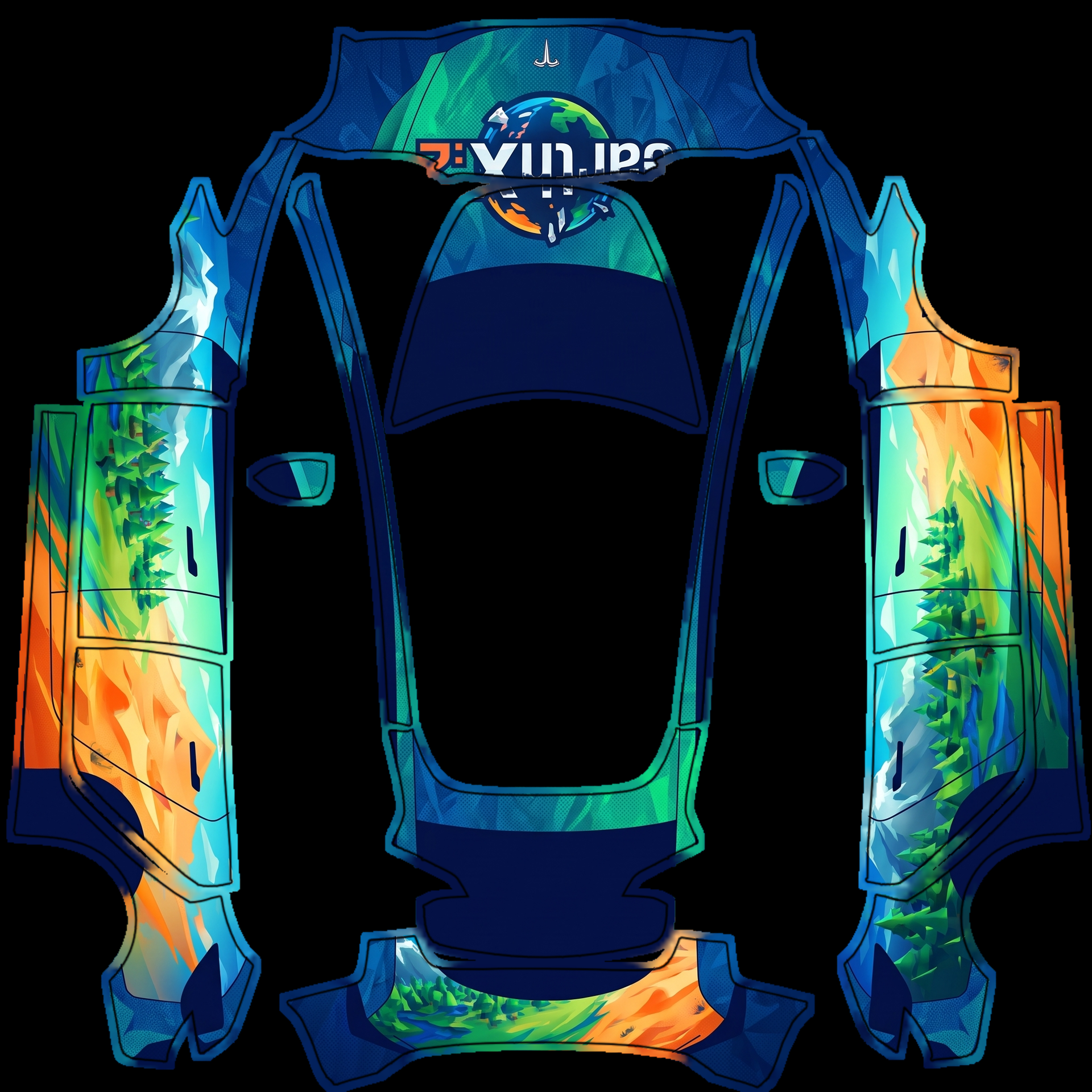 Features a vibrant and dynamic color — AI wrap design for a Model 3