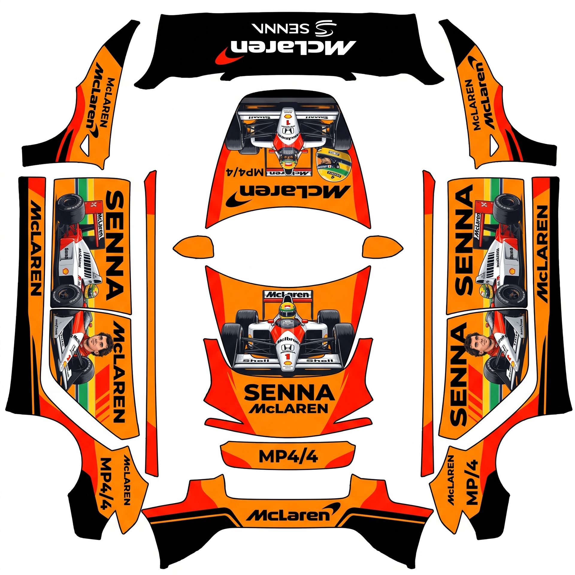 Senna Mclaren — AI wrap design for a Model 3 (2024+) Standard & Premium