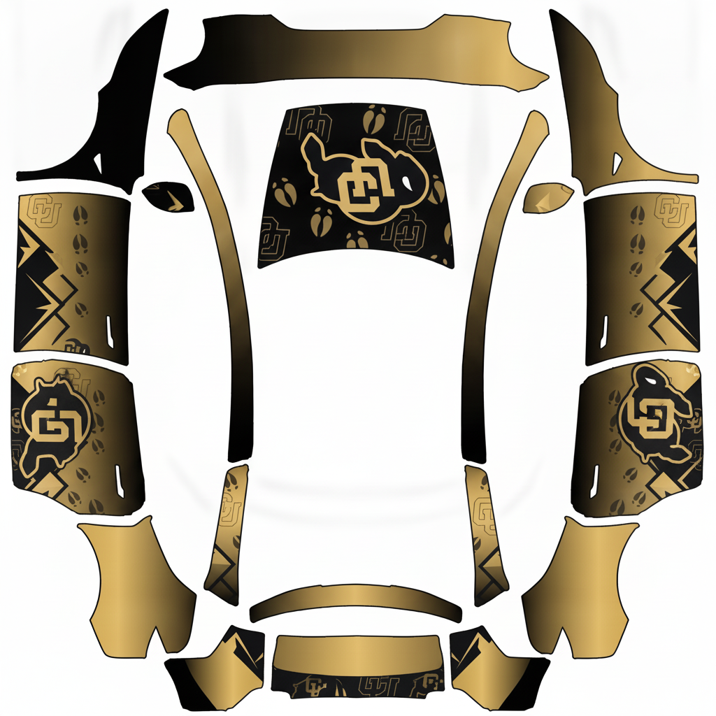 Colorado Buffaloes wrap with this logo — AI wrap design for a Model Y L