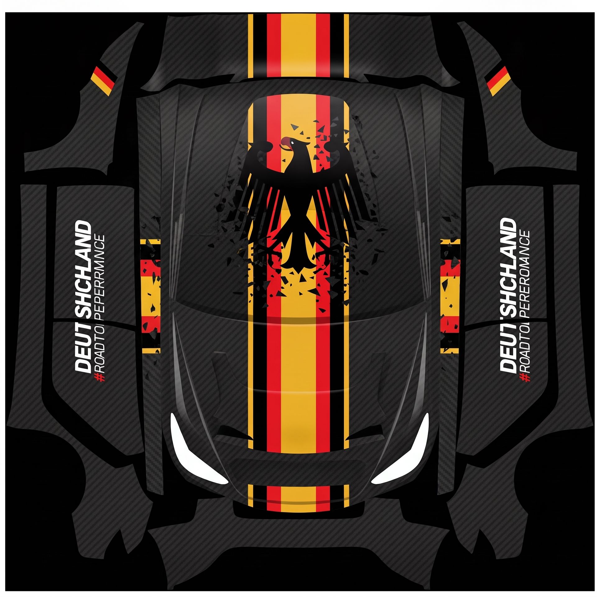 Premium deutscher Motorsport-Vinyl-Wrap für — AI wrap design for a Model 3 (2024+) Standard & Premium