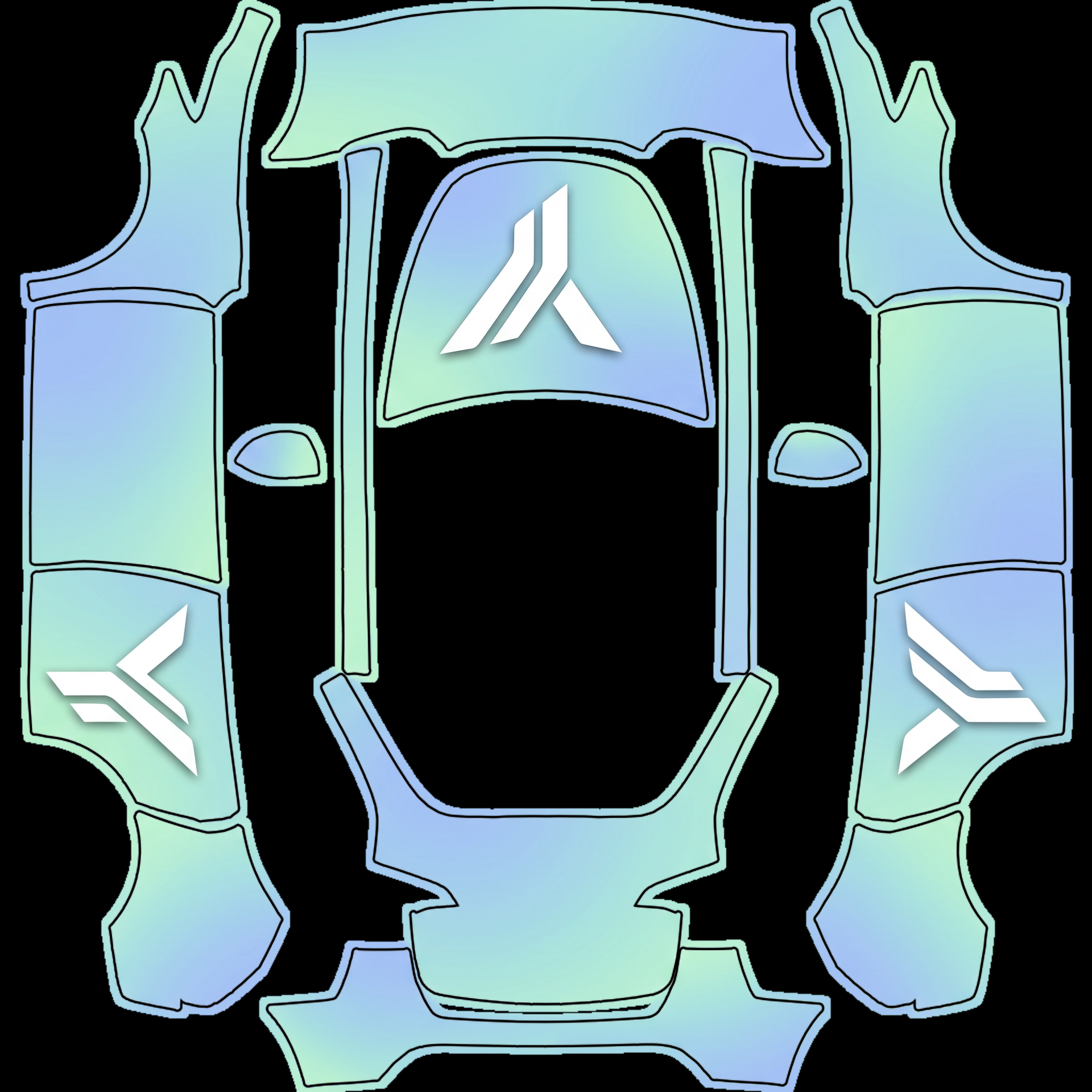 Vibrant design features a soft gradient — AI wrap design for a Model Y