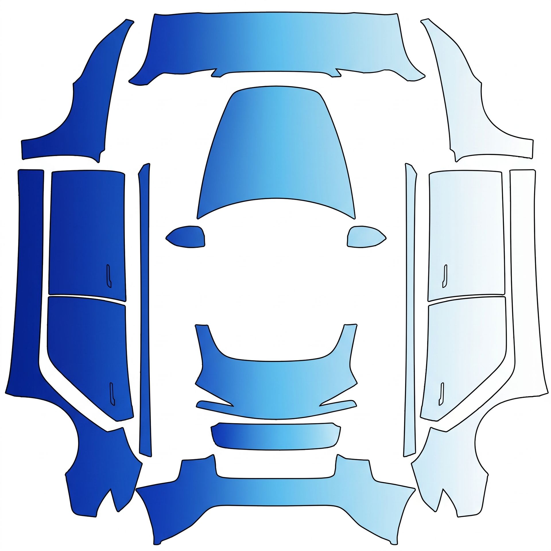 Blue fading into light blue fading — AI wrap design for a Model 3 (2024+) Standard & Premium