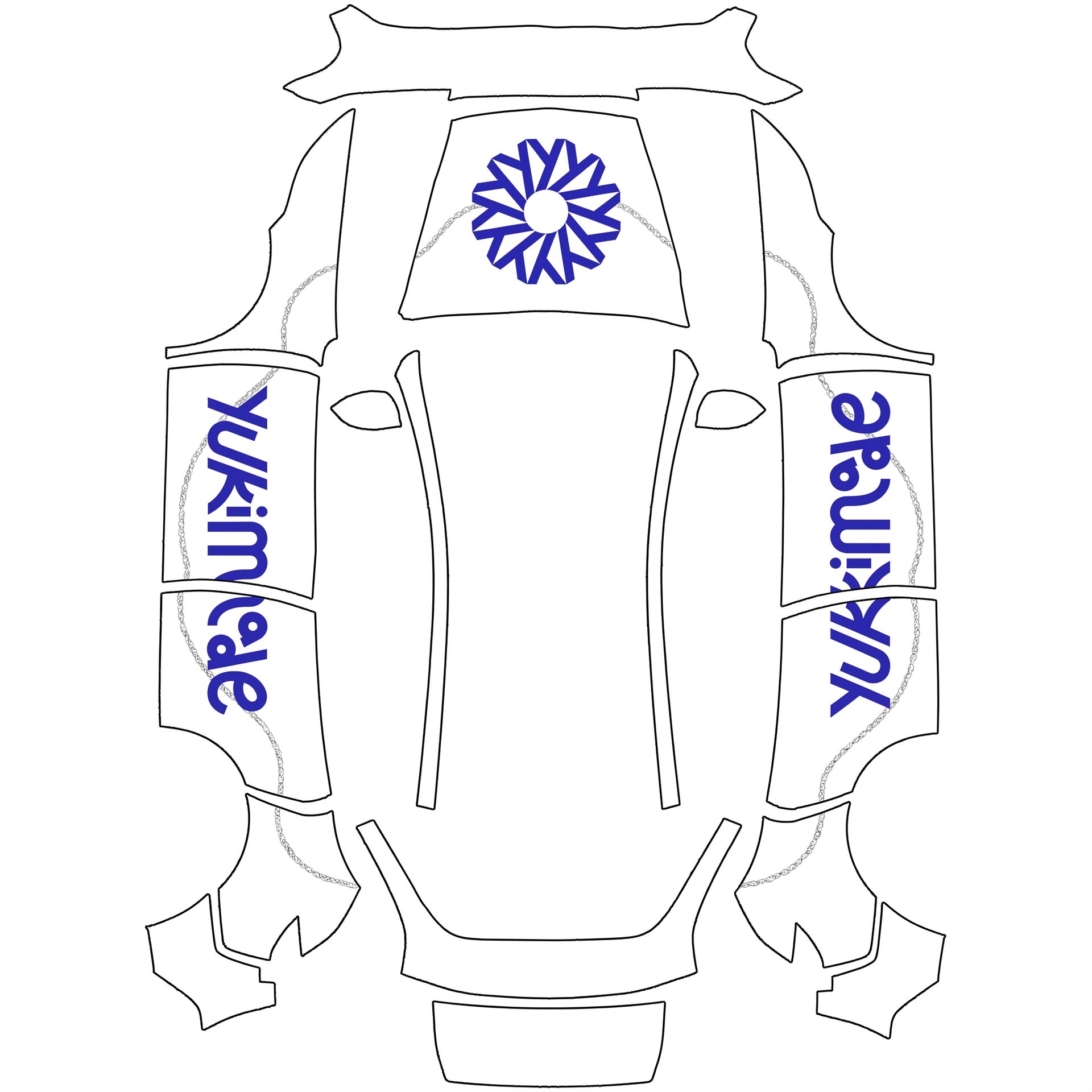 Erstelle mir mit diesen beiden Bildern ein — AI wrap design for a Model Y (2025+ Base)