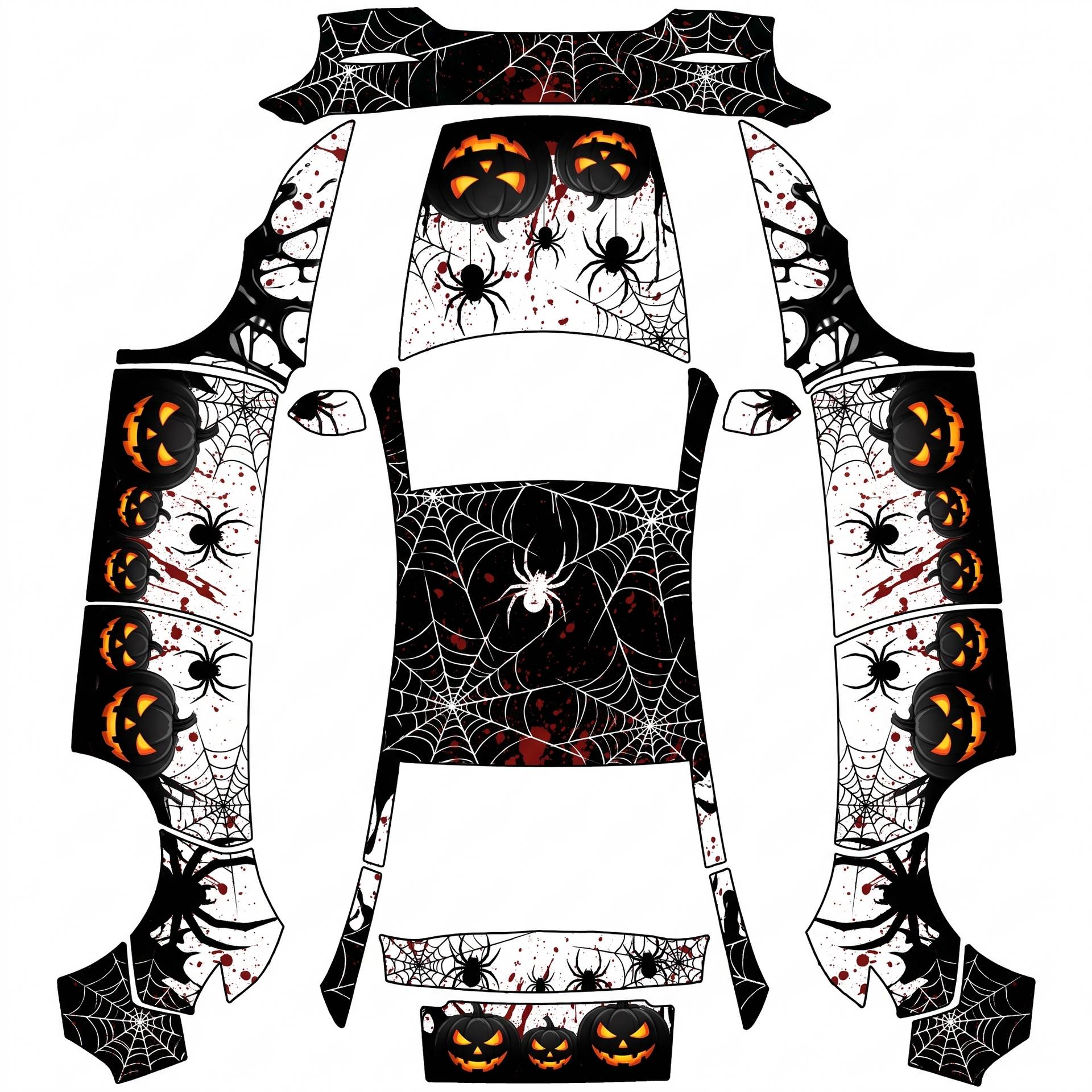 Black liquid symbiote with white webbing — AI wrap design for a Model Y (2025+ Premium)
