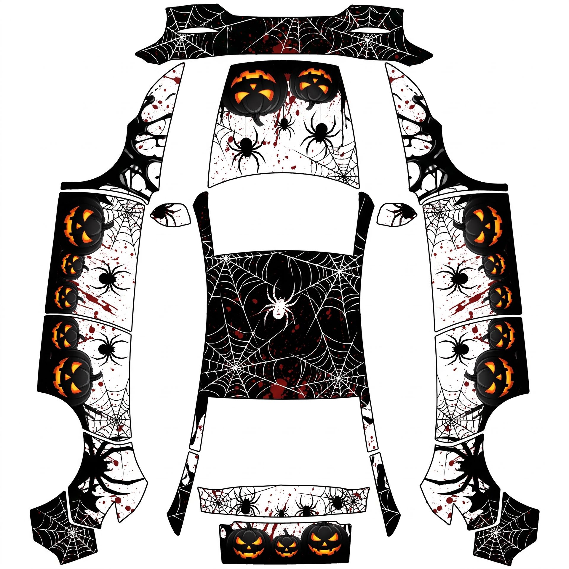 Black liquid symbiote with white webbing — AI wrap design for a Model Y (2025+ Premium)