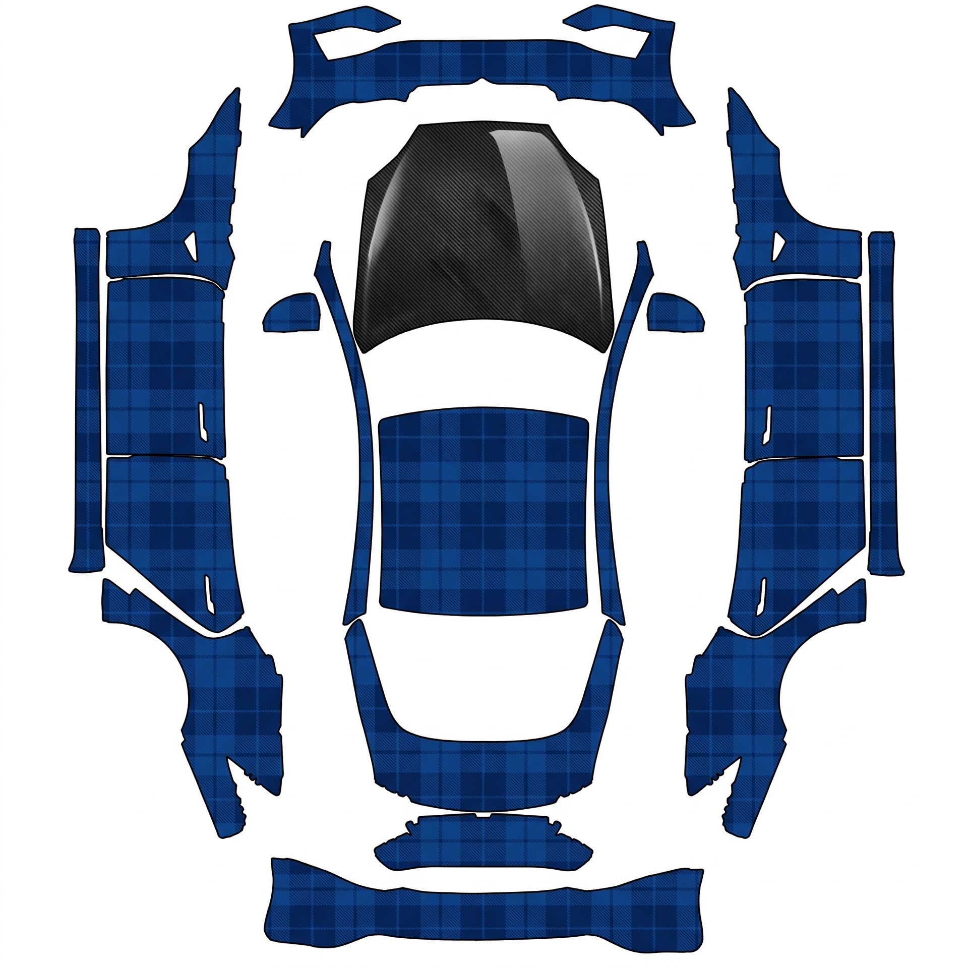 Premium Tesla plaid blue with a vorsteiner — AI wrap design for a Model S Plaid (2025)