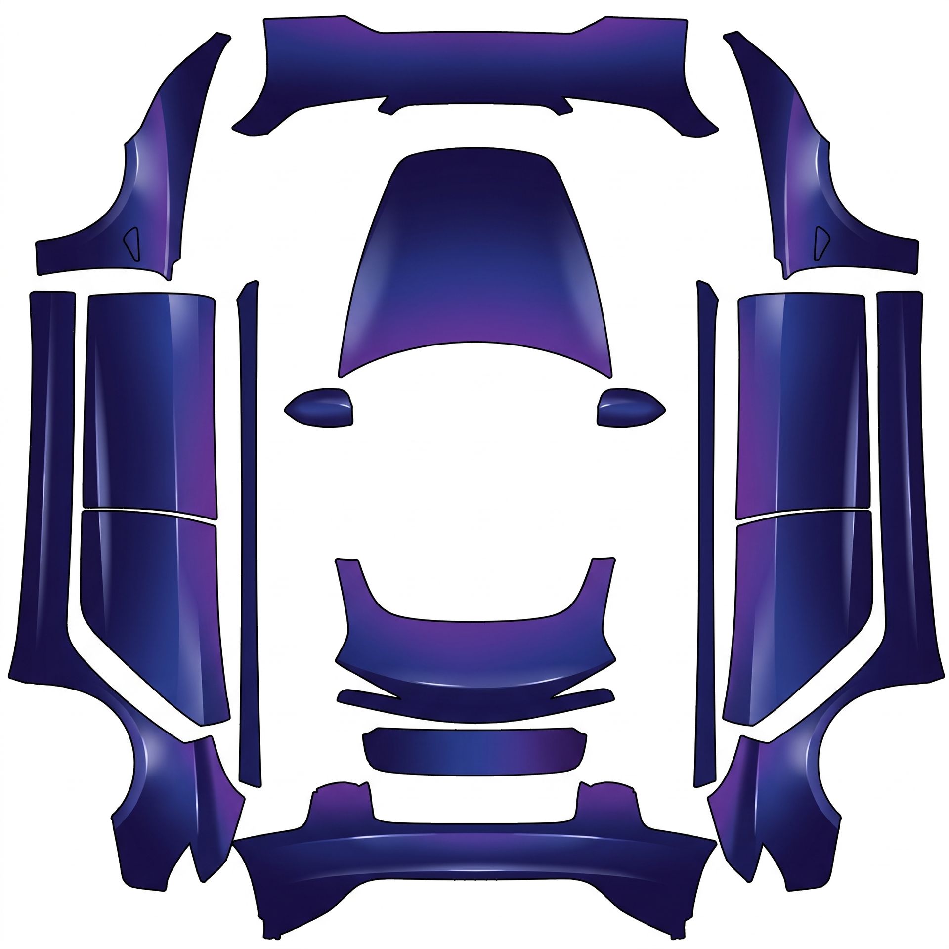 Midnight blue to purple gradient — AI wrap design for a Model 3 (2024+) Performance