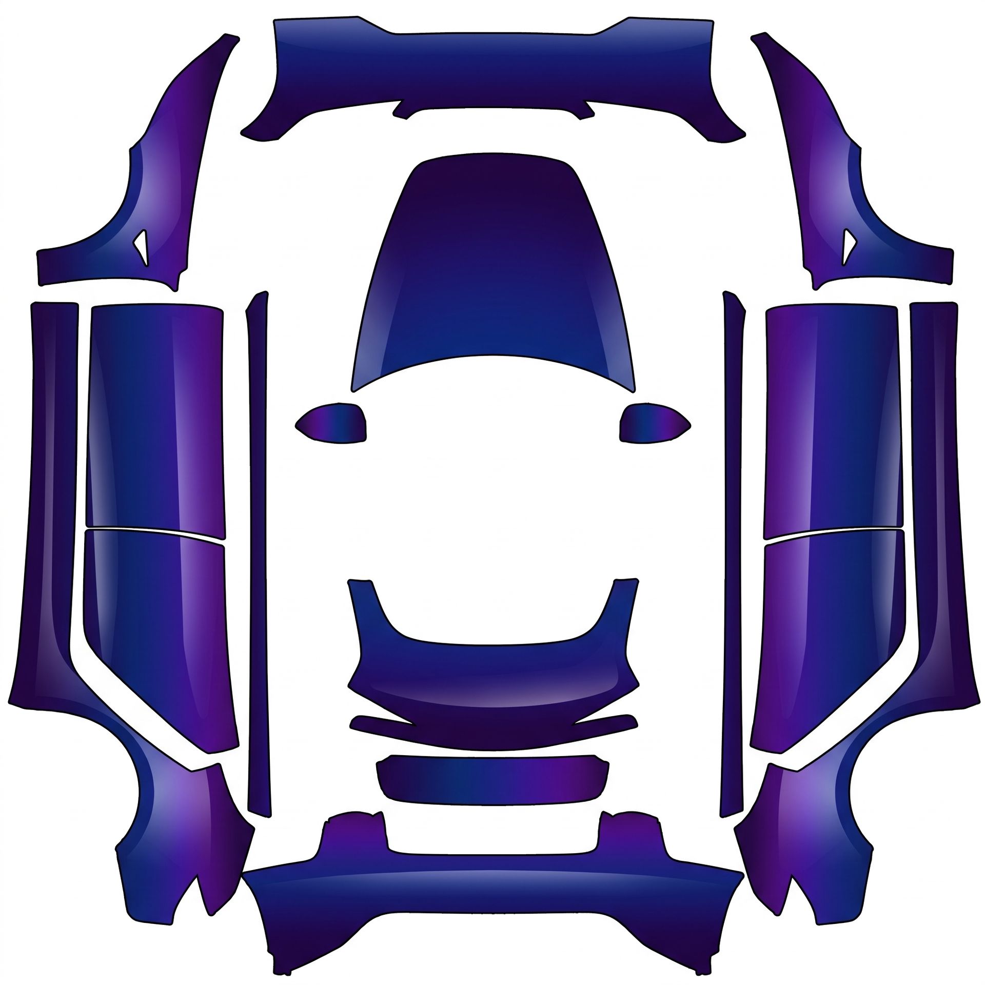 Midnight blue to purple gradient — AI wrap design for a Model 3 (2024+) Performance