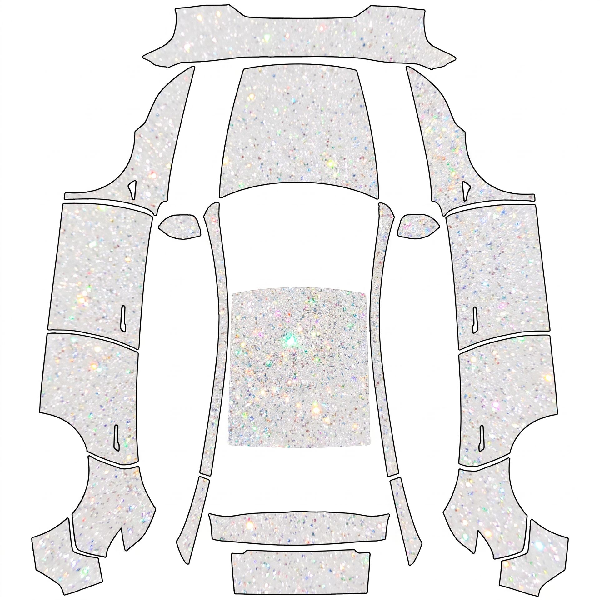 White with sparkles — AI wrap design for a Model Y (2025+) Premium