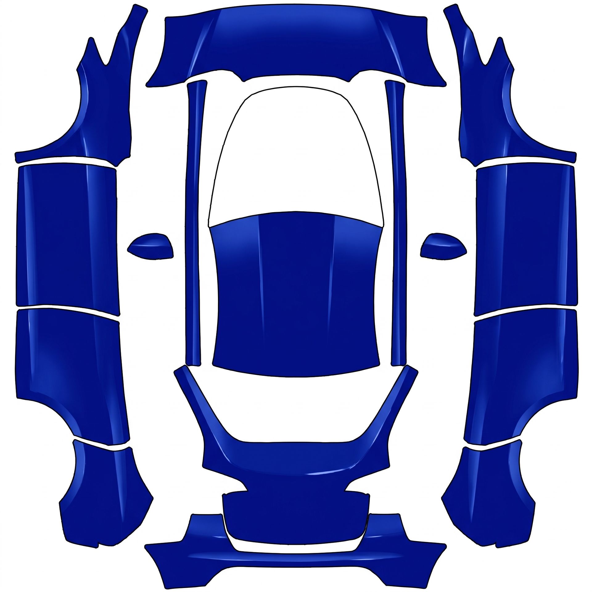 Sapphire blue deep gloss — AI wrap design for a Model Y