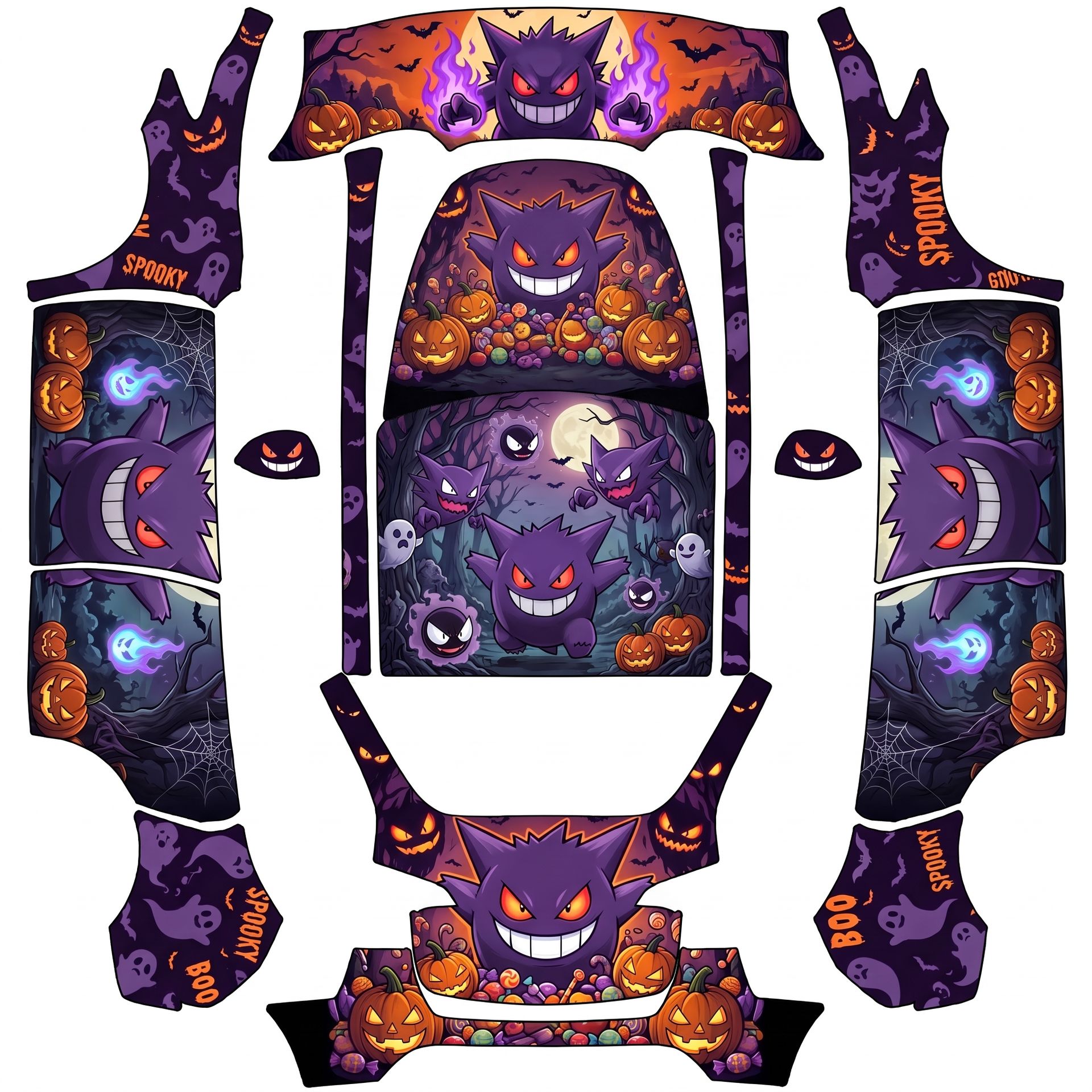 Halloween theme with gengar — AI wrap design for a Model Y