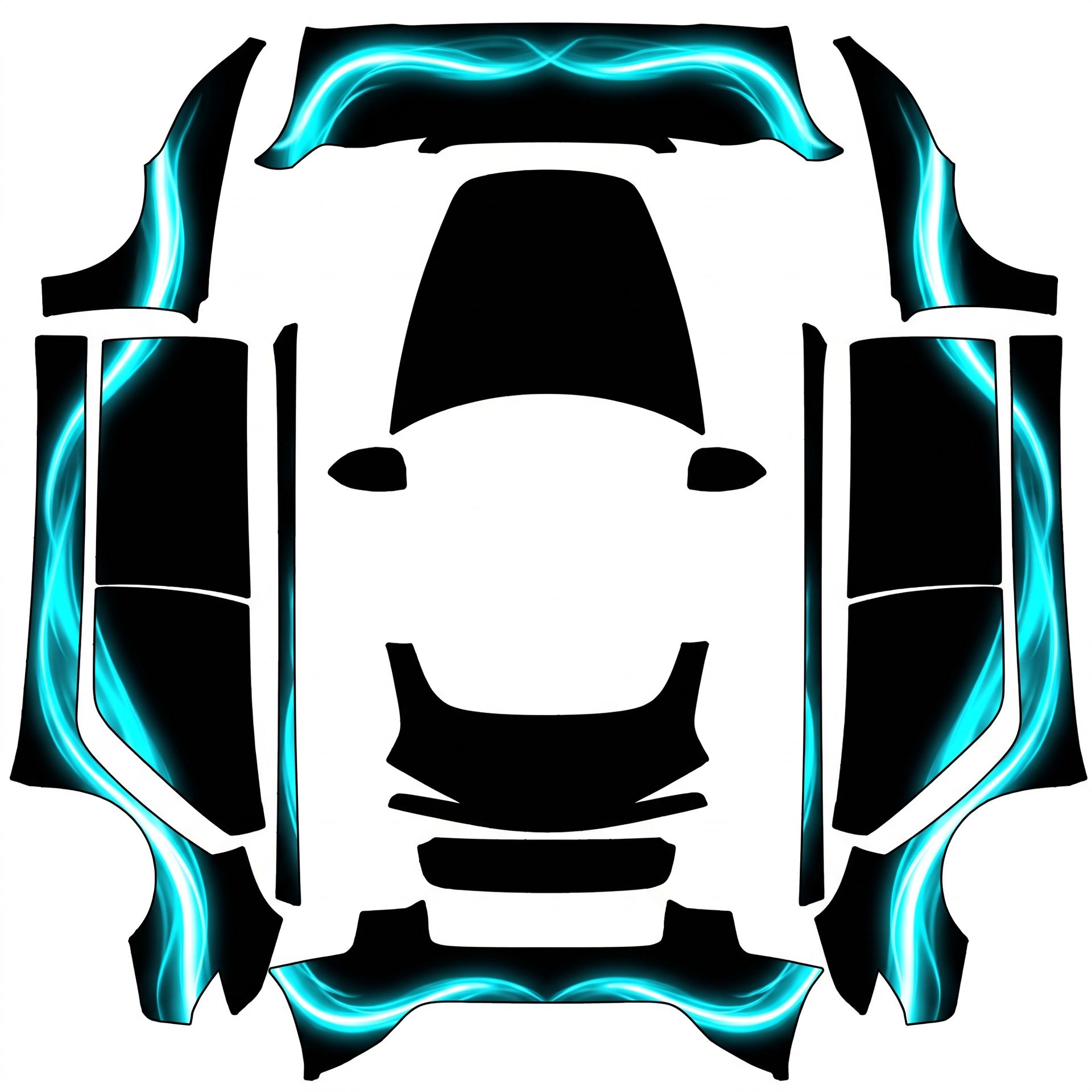 Deep obsidian pitch-black gloss background — AI wrap design for a Model 3 (2024+) Standard & Premium
