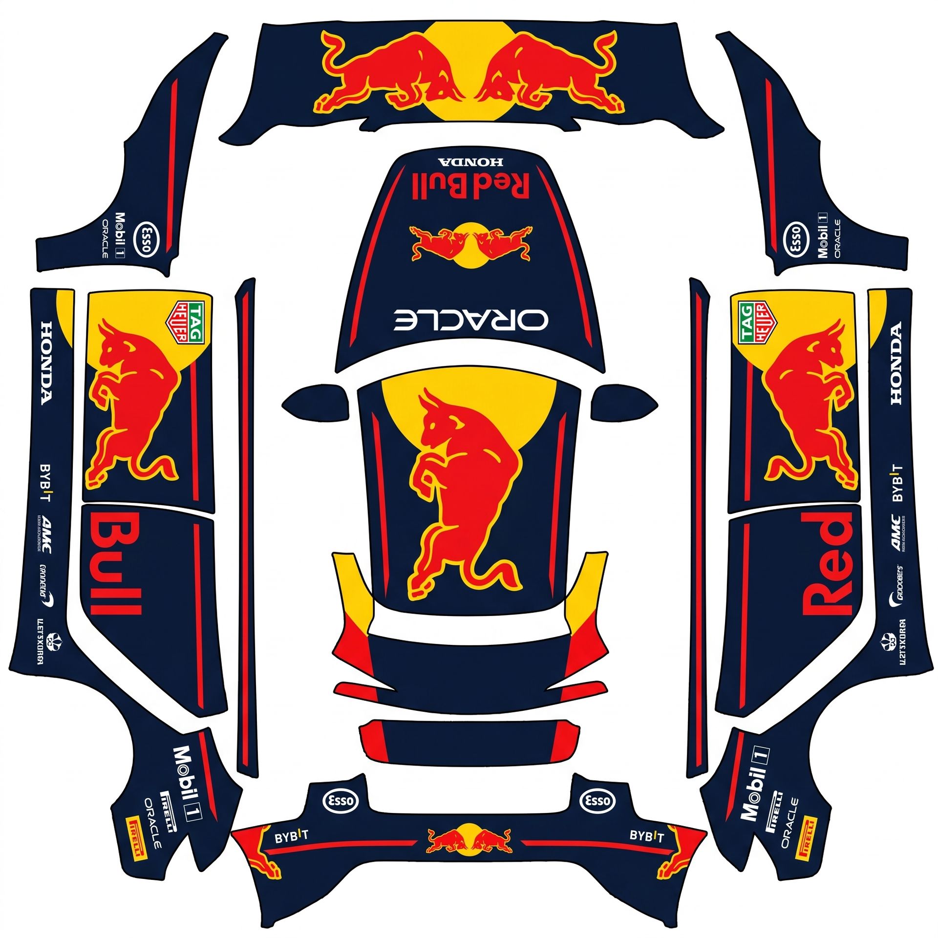 F1 redbull — AI wrap design for a Model 3 (2024+ Base)