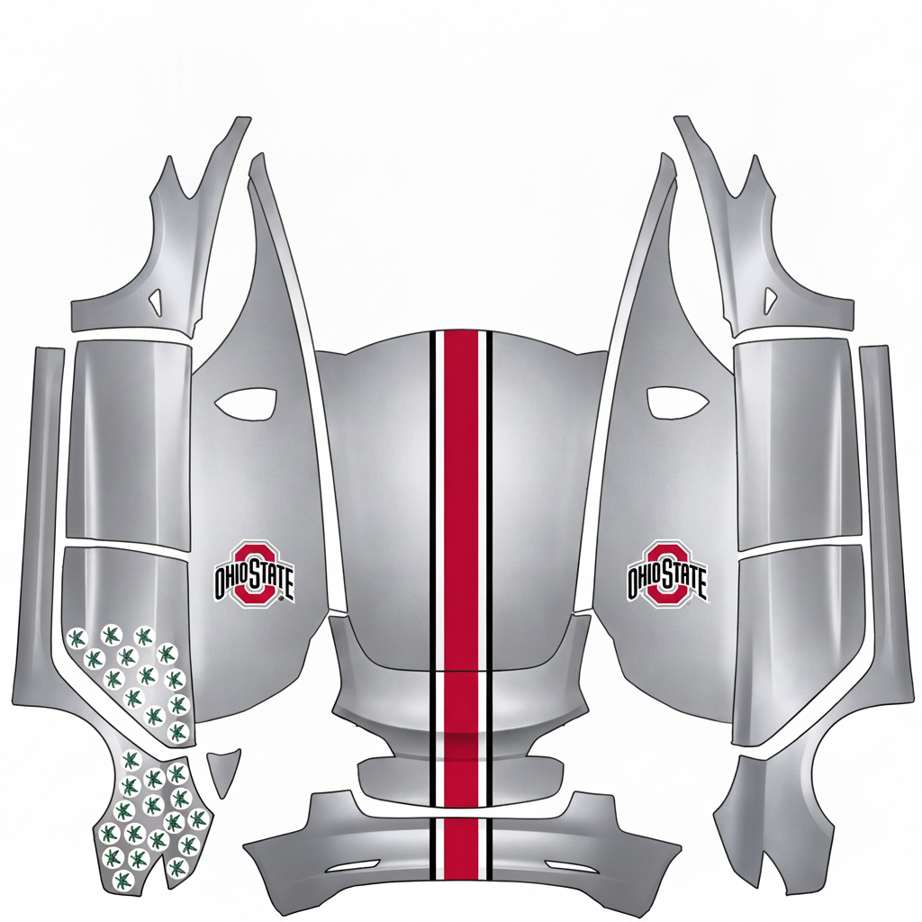 Ohio state wrap that looks just like their — AI wrap design for a Model 3