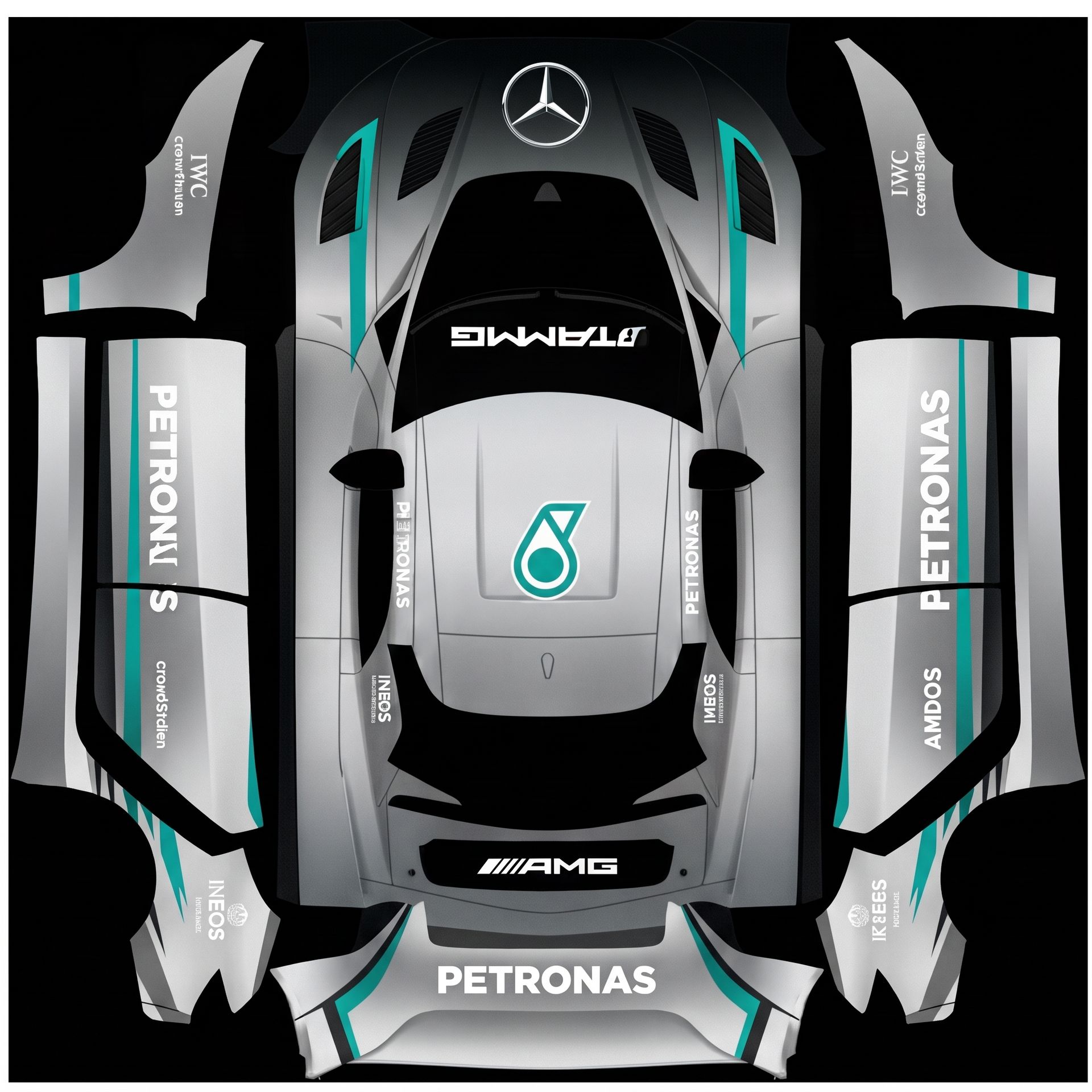 Petronas amg f1 wrap — AI wrap design for a Model 3 (2024+) Performance