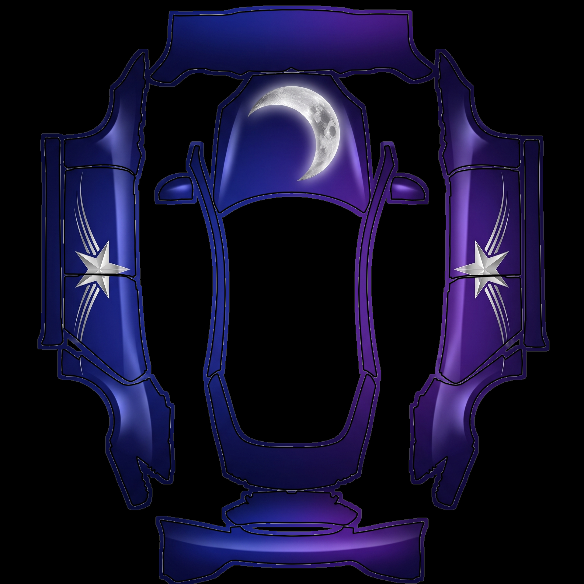 Midnight blue to purple gradient flows — AI wrap design for a Model S (2021+)