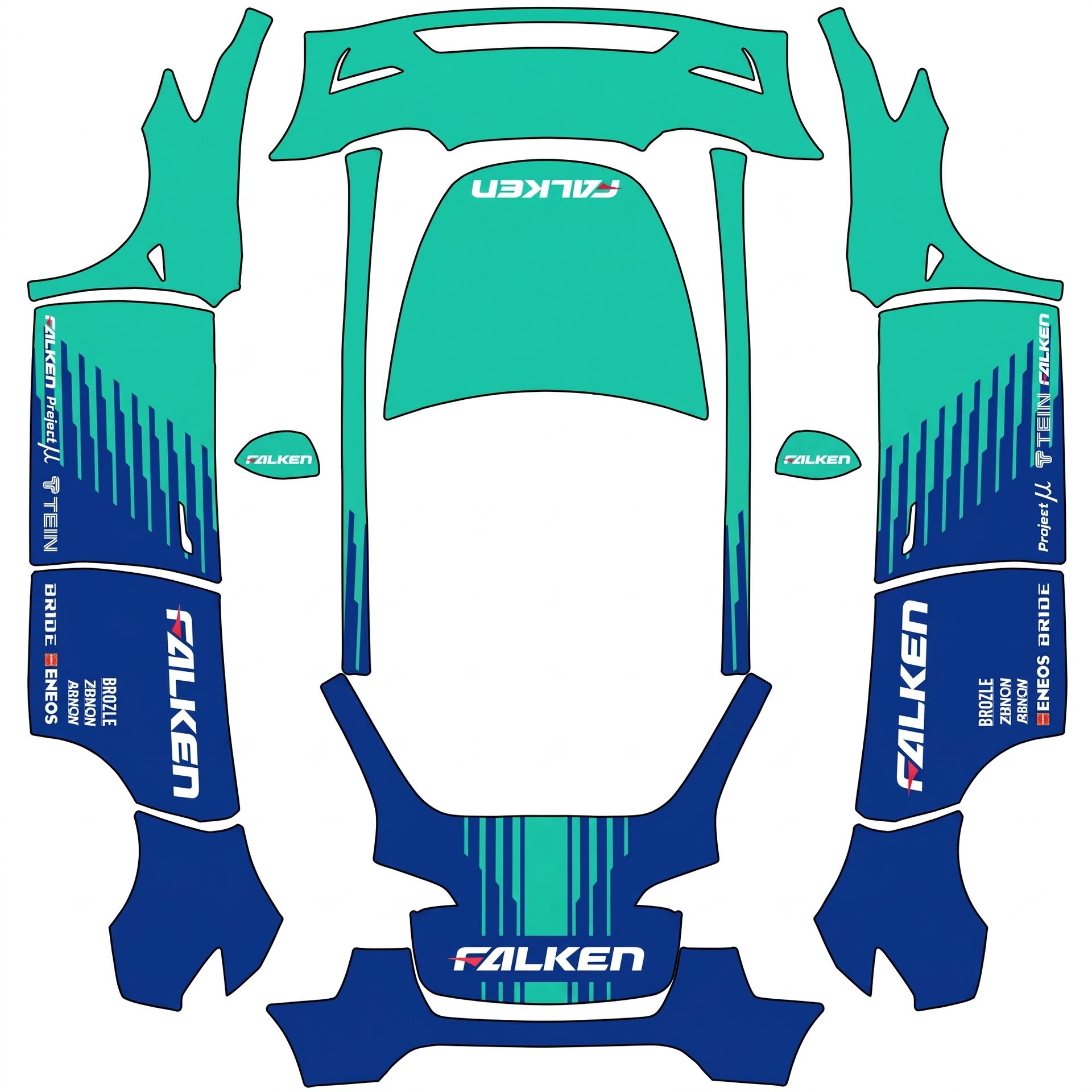 Rear hatch and bumper blue — AI wrap design for a Model Y