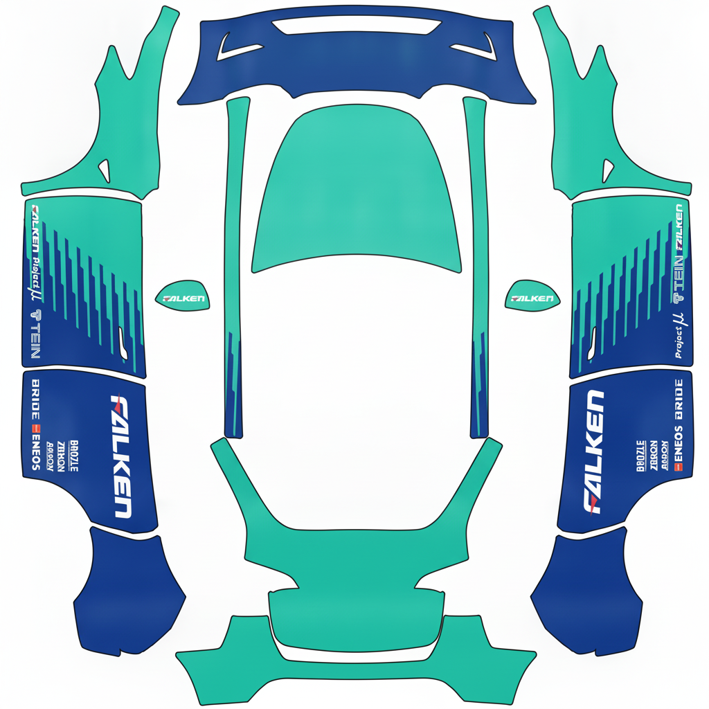 Rear hatch and bumper blue — AI wrap design for a Model Y
