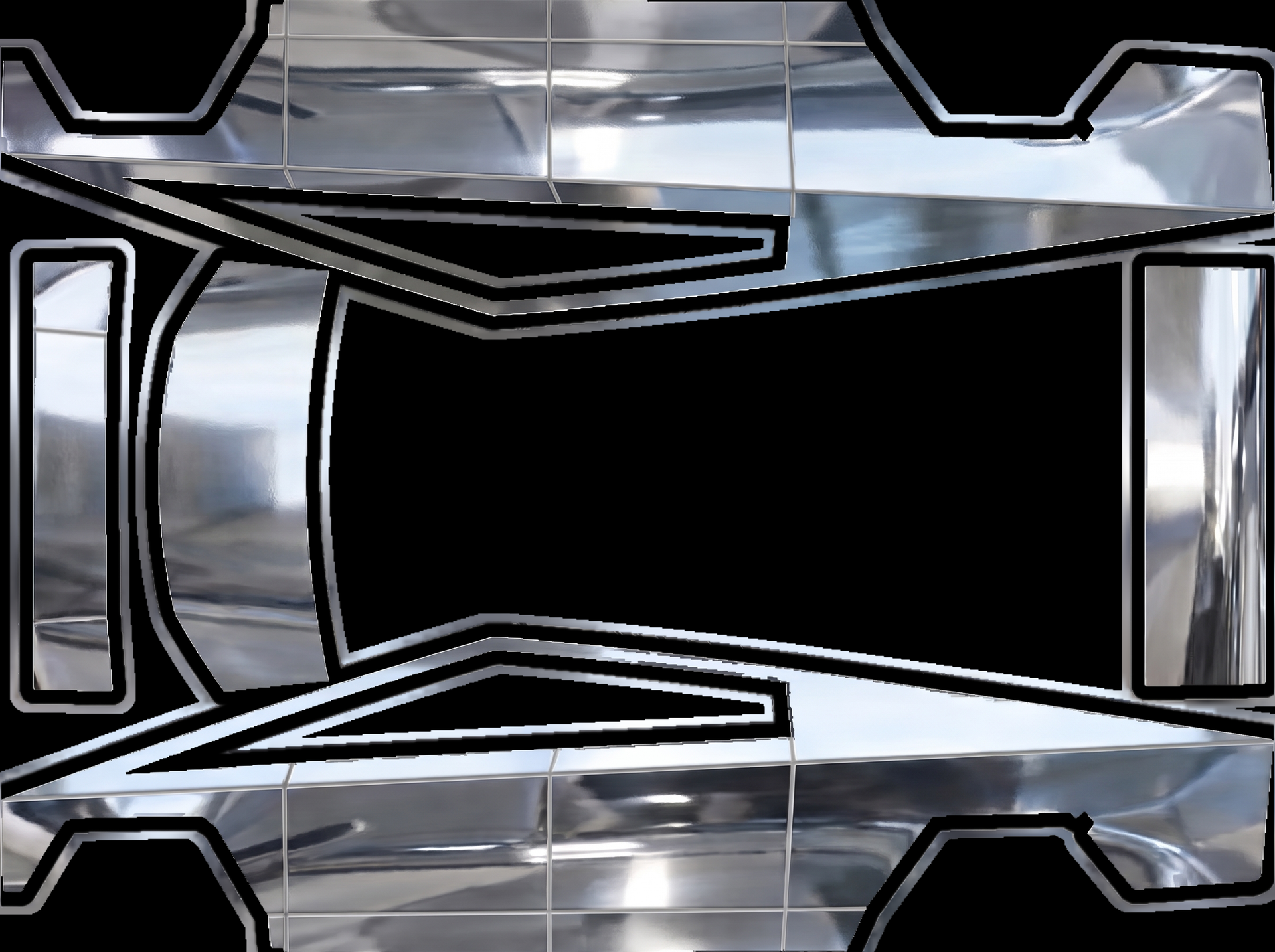 Mirrored finish creates a dazzling surface — AI wrap design for a Cybertruck