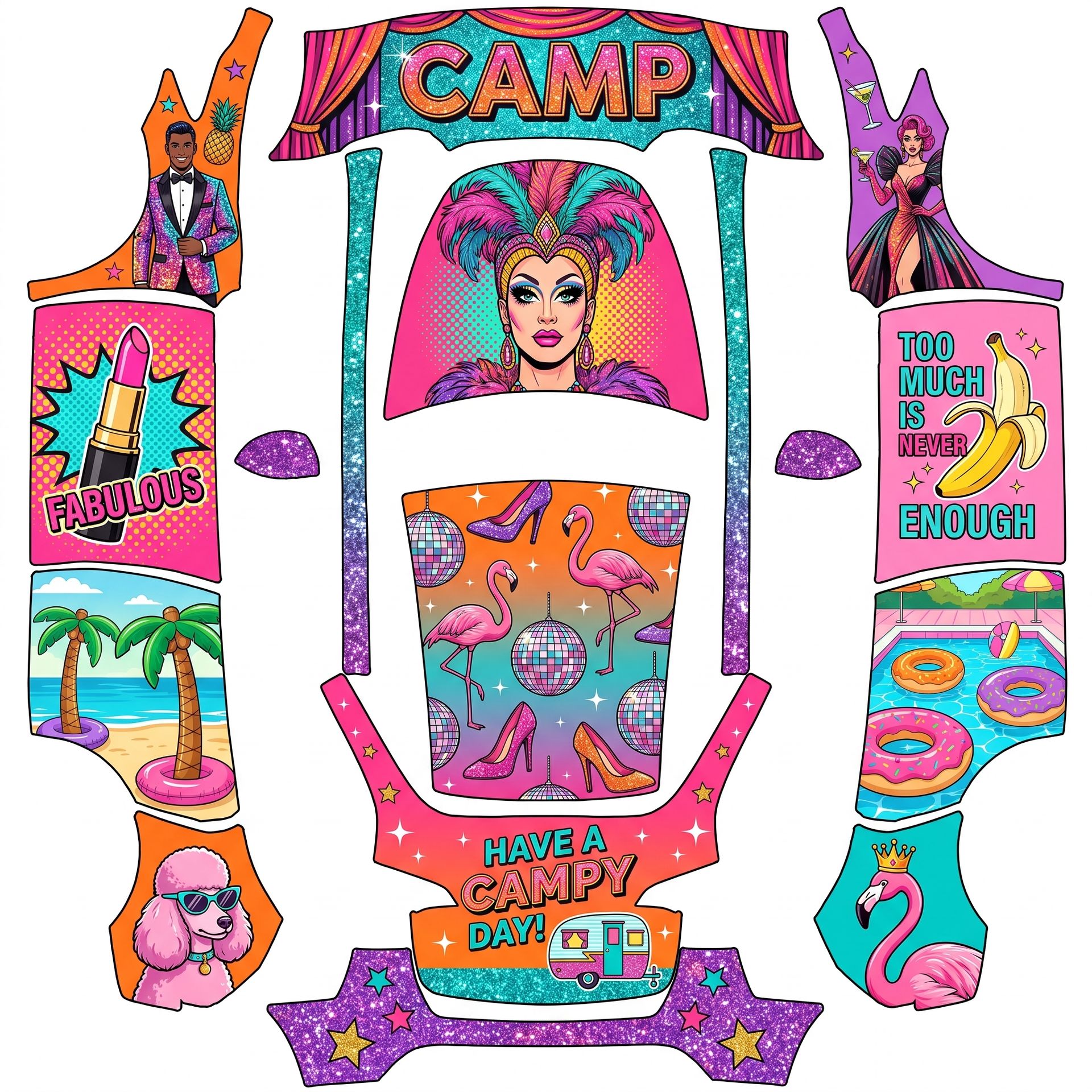 Camp — AI wrap design for a Model Y