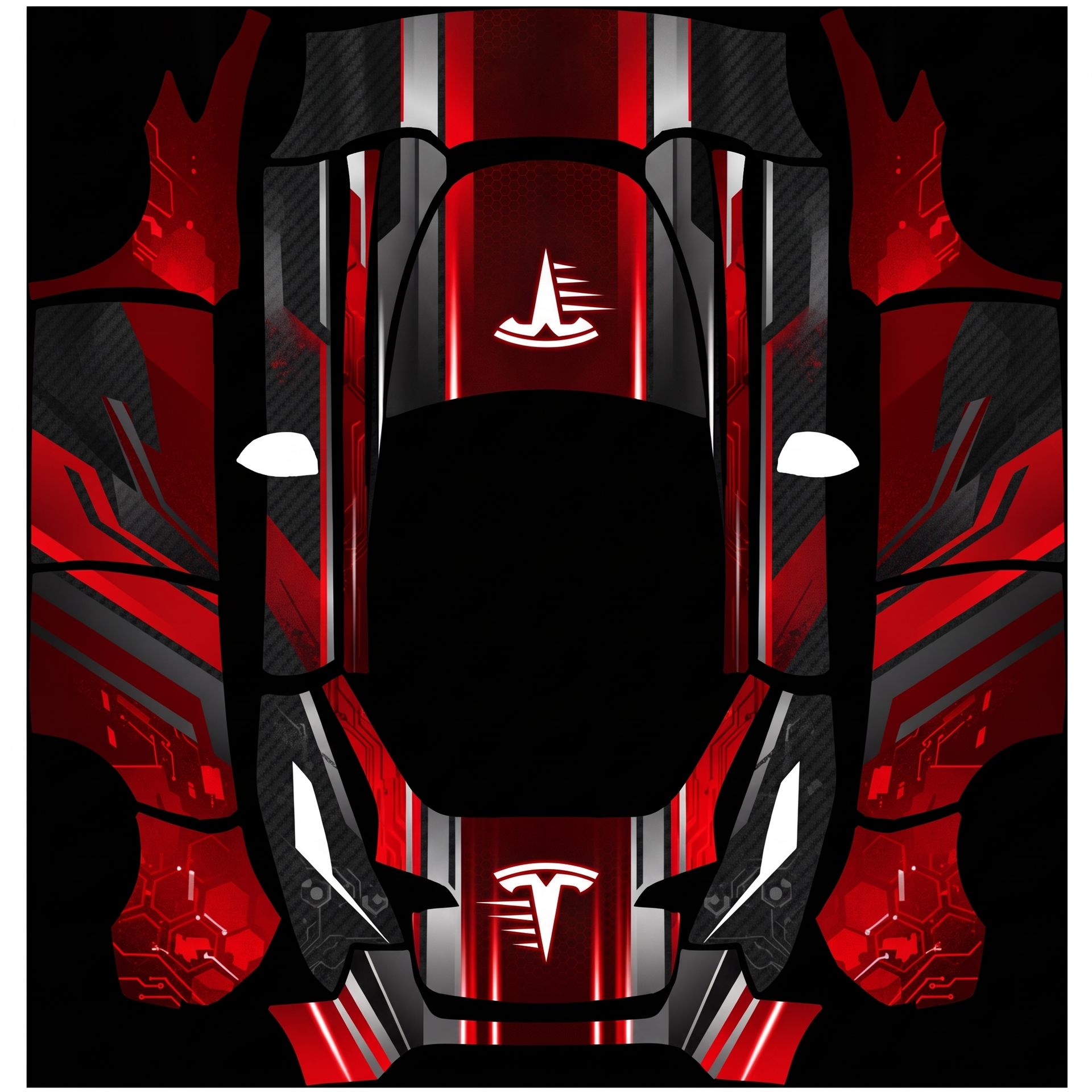 Que sea color rojo y que se vea deportivo — AI wrap design for a Model Y