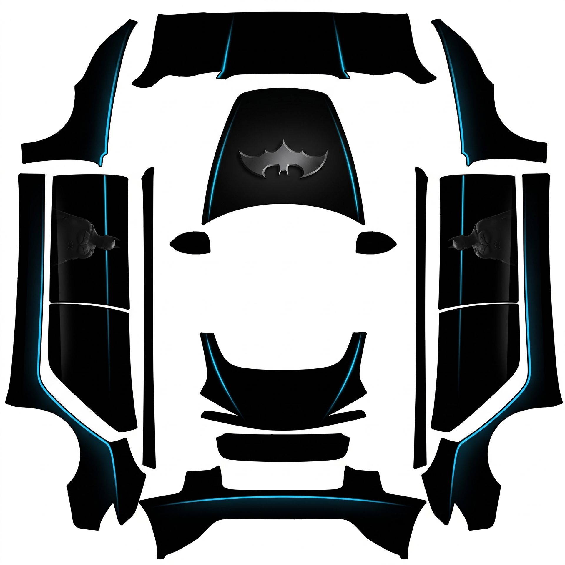 Hyper-minimalist stealth Batman digital car — AI wrap design for a Model 3 (2024+) Standard & Premium