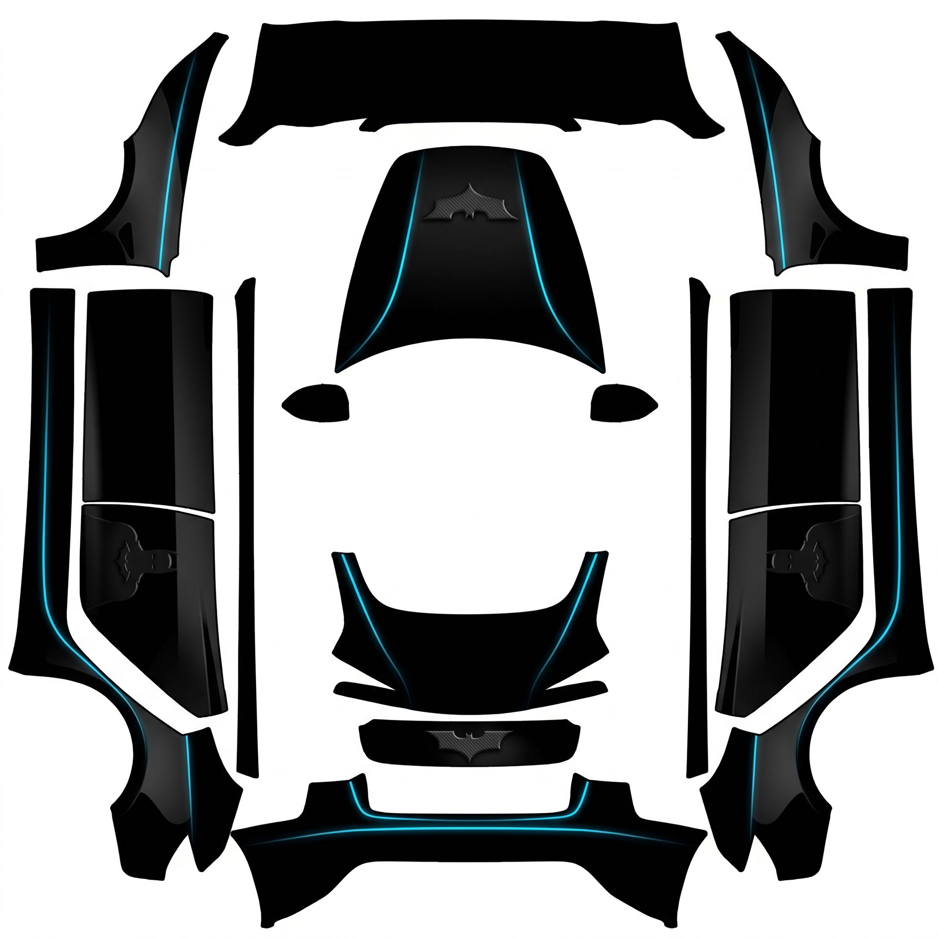 Hyper-minimalist stealth Batman digital car — AI wrap design for a Model 3 (2024+) Standard & Premium