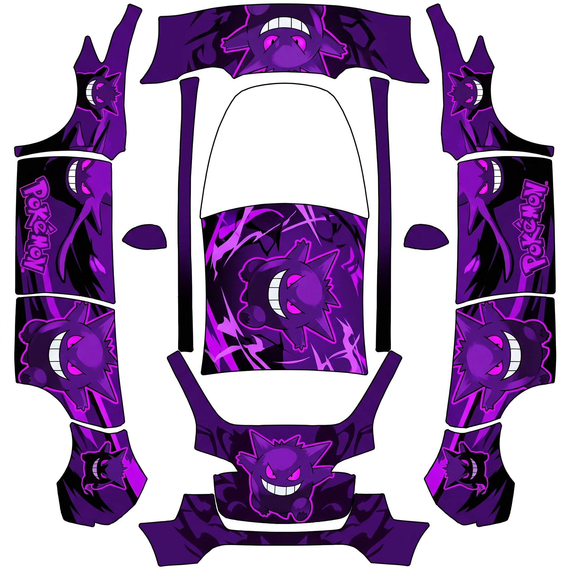 Genger from Pokemon purple and black — AI wrap design for a Model Y