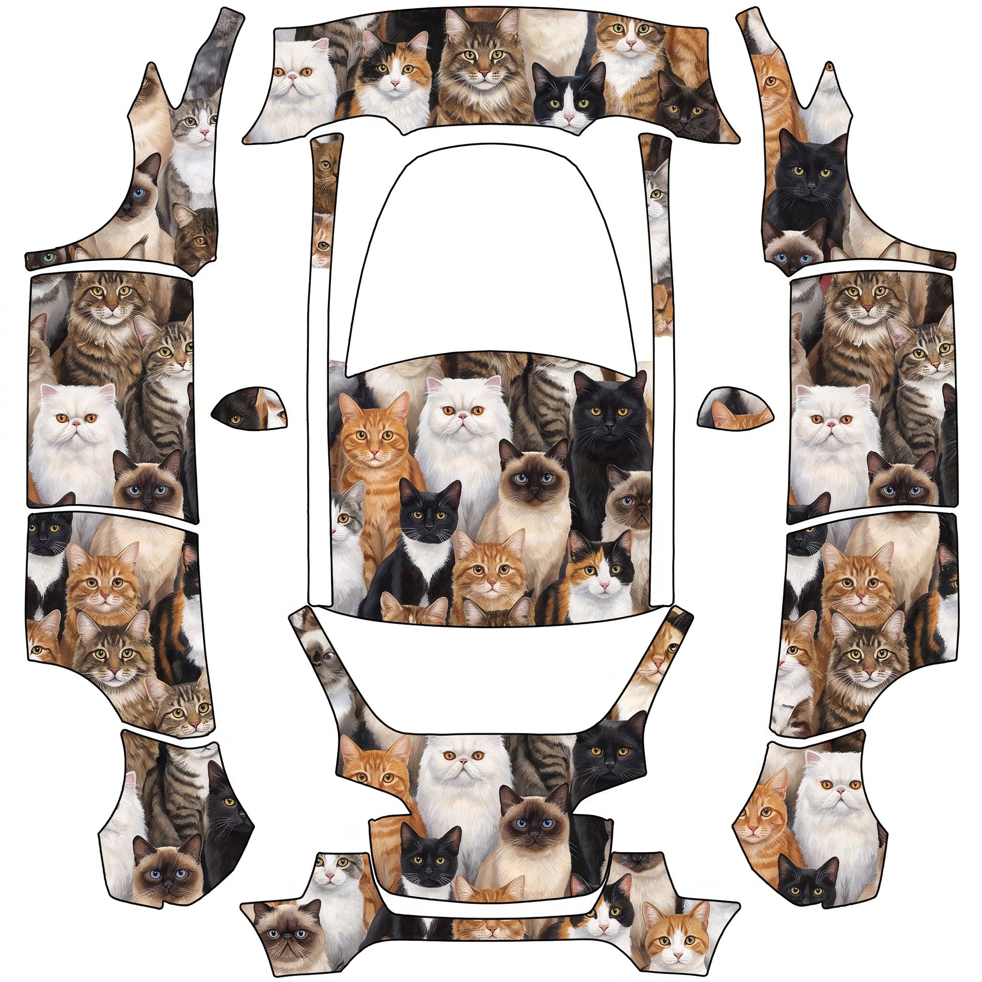 Full of different Kinds of cats — AI wrap design for a Model Y