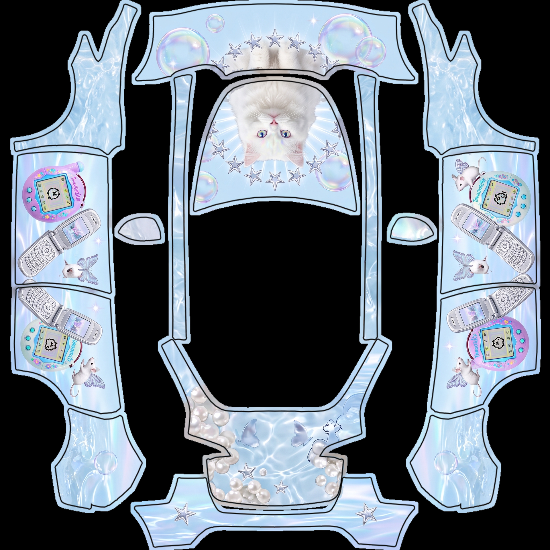 Icy Y2K cyber-fairy wrap that exudes — AI wrap design for a Model Y