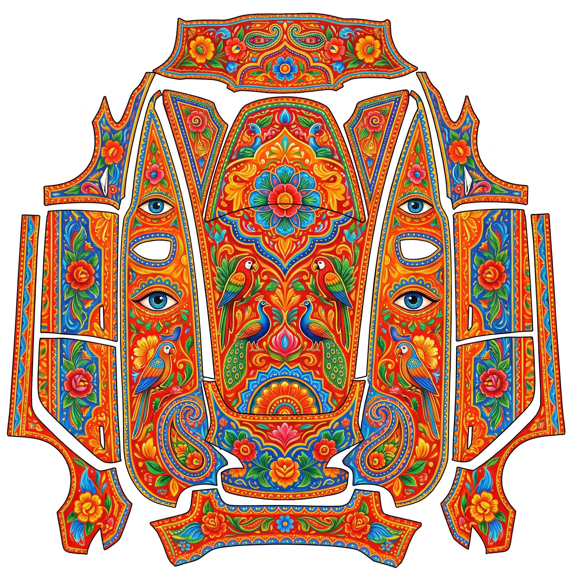 Pakistan truck art and writing — AI wrap design for a Model 3