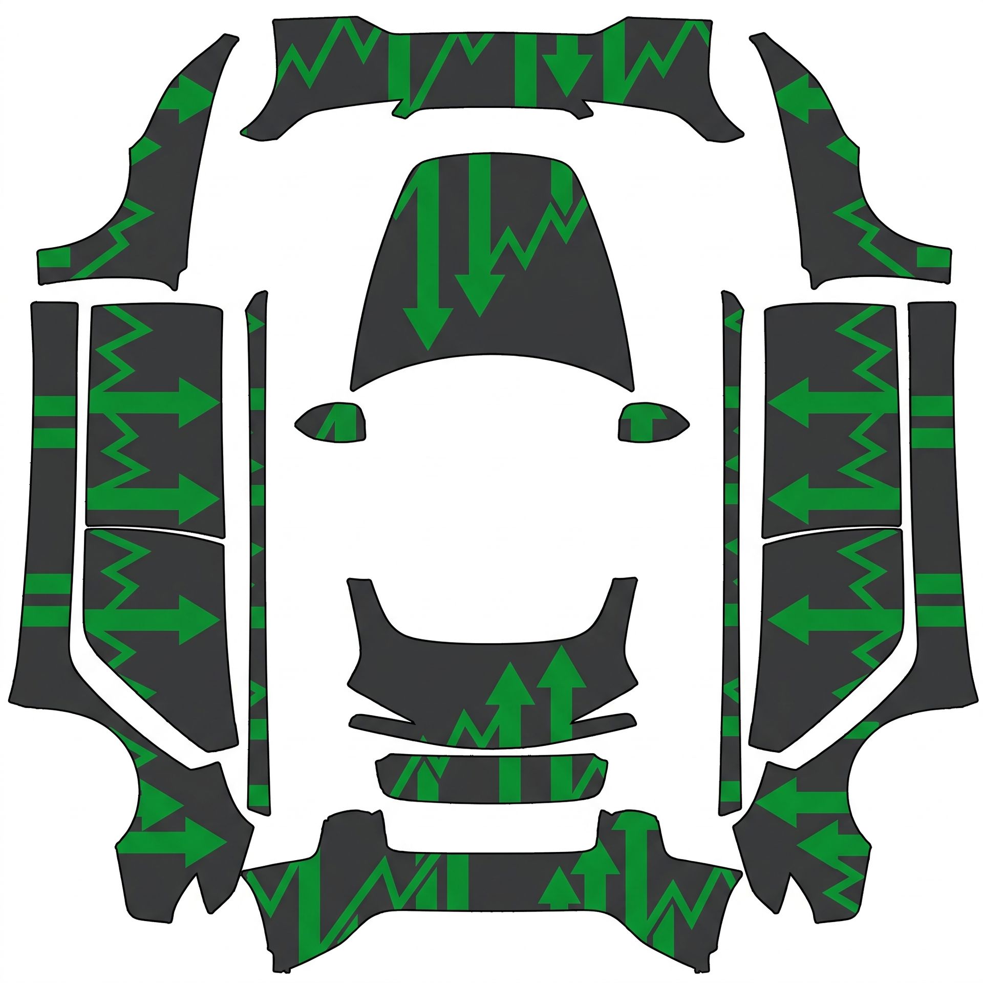 Stonks green arrows up — AI wrap design for a Model 3 (2024+) Performance
