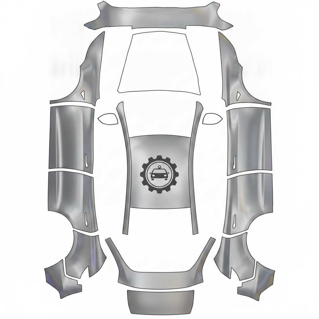 Iridescent oil-slick chrome that shifts — AI wrap design for a Model Y (2025+) Standard