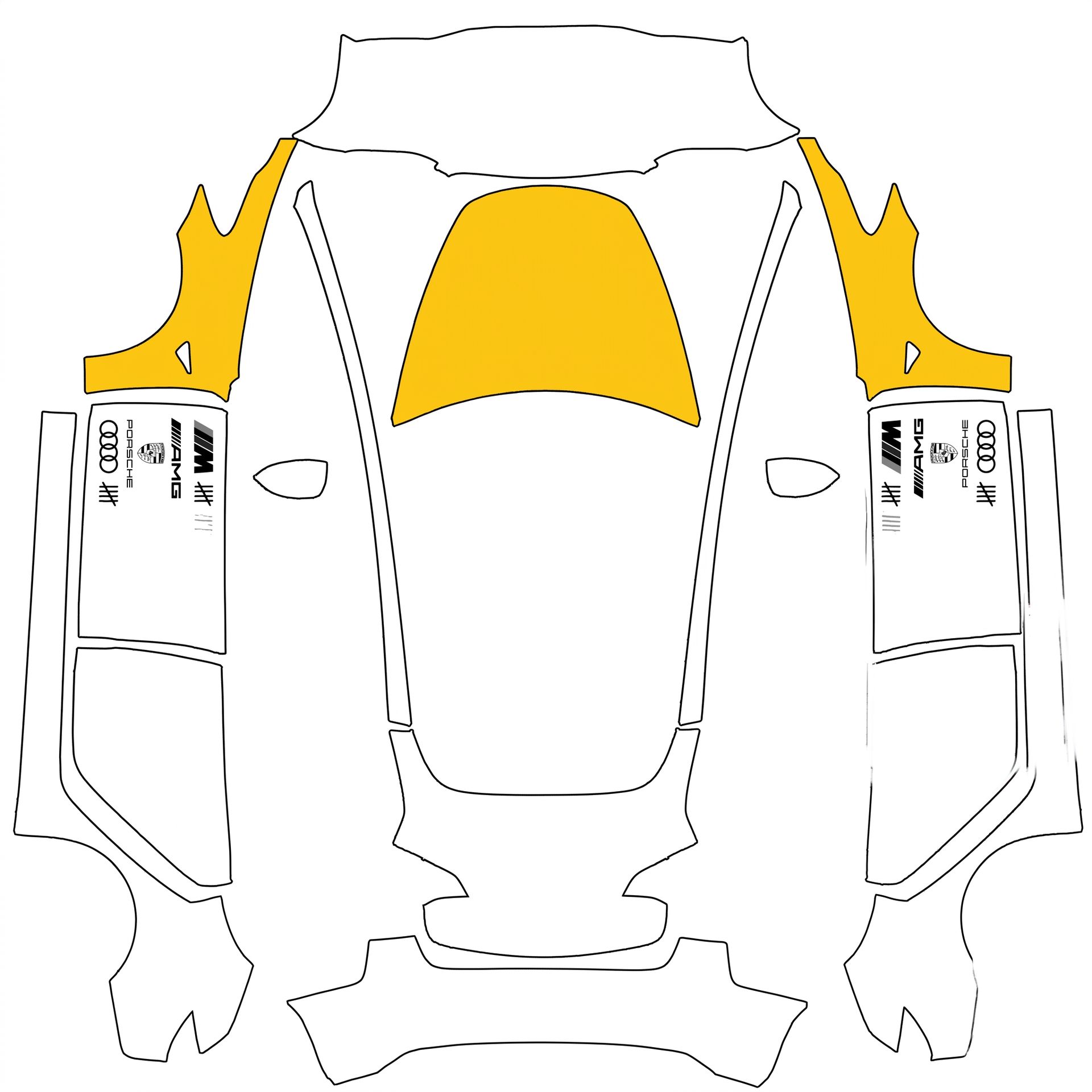 Ww2 yellow nose like a messerschmit bf109 — AI wrap design for a Model 3