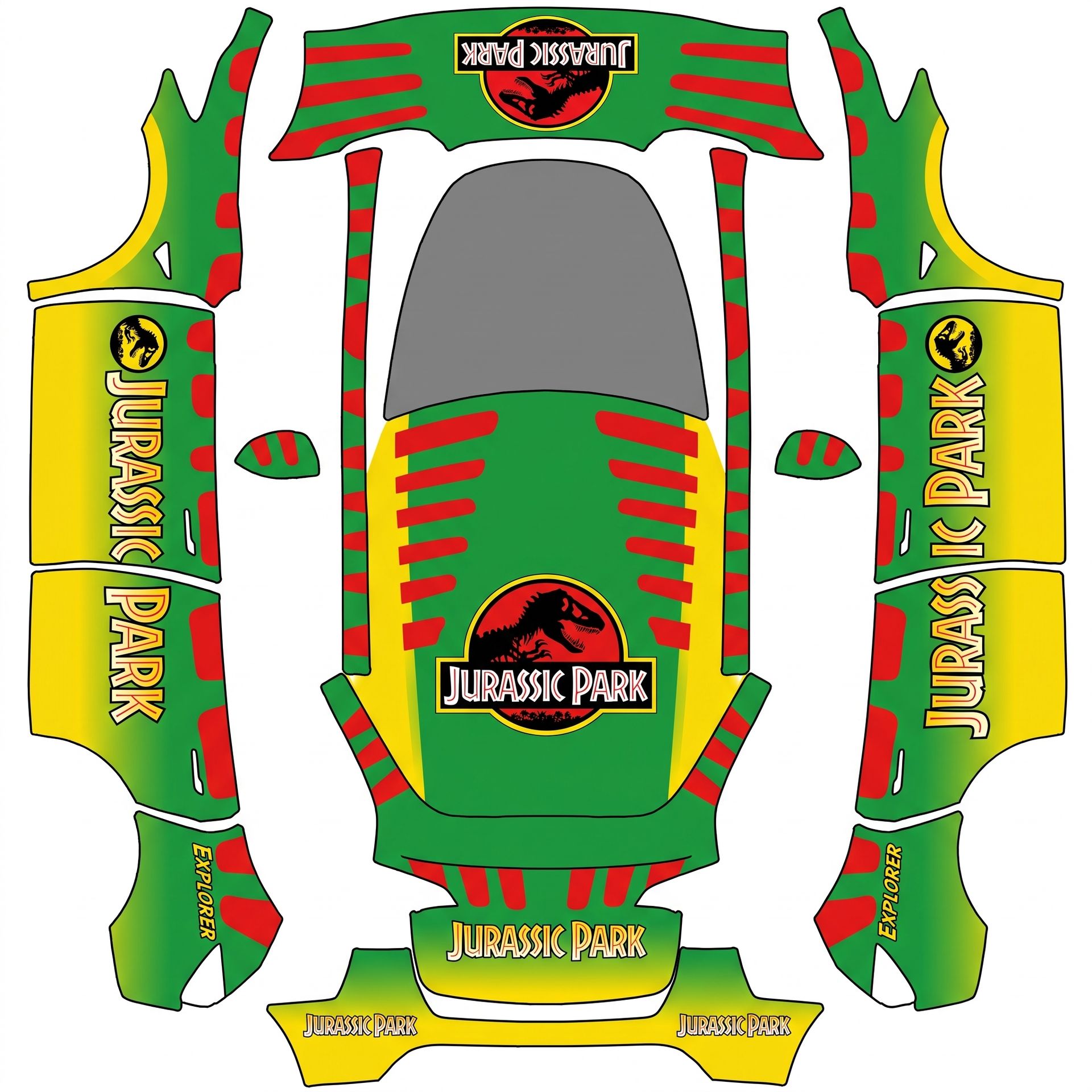 Jurrasic park for explorer cars — AI wrap design for a Model Y