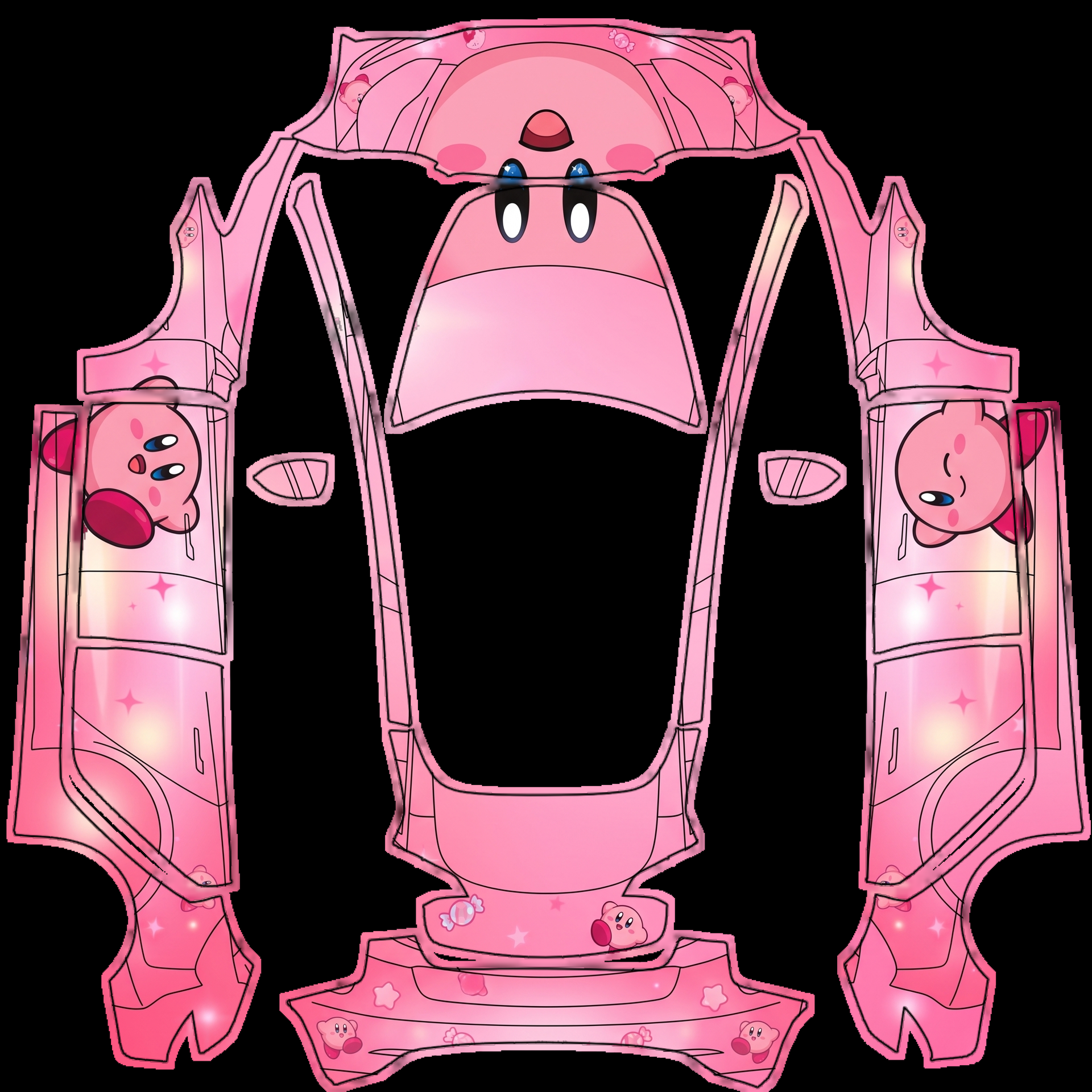 Features a vibrant pink color palette — AI wrap design for a Model 3