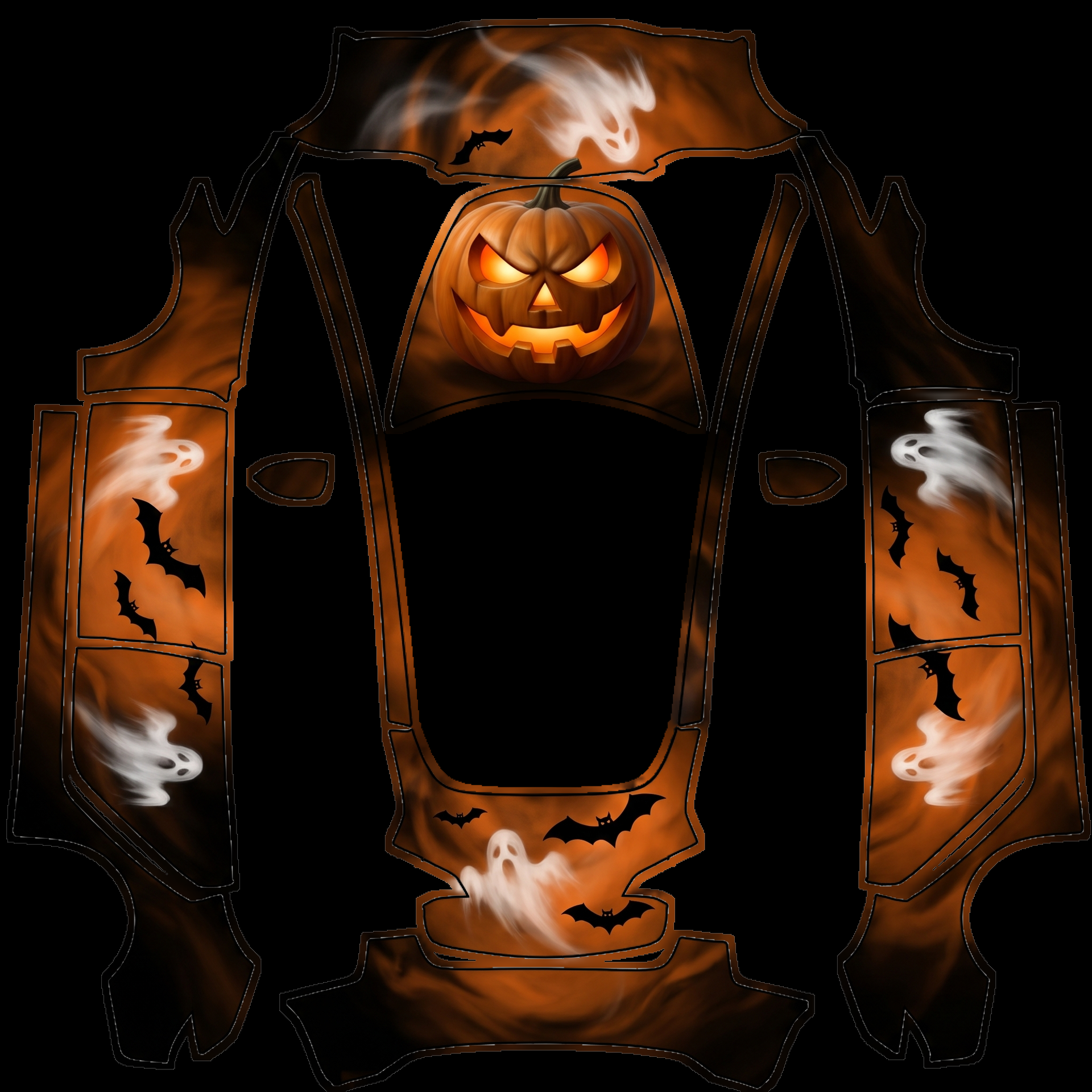 Vibrant Halloween theme with a color — AI wrap design for a Model 3