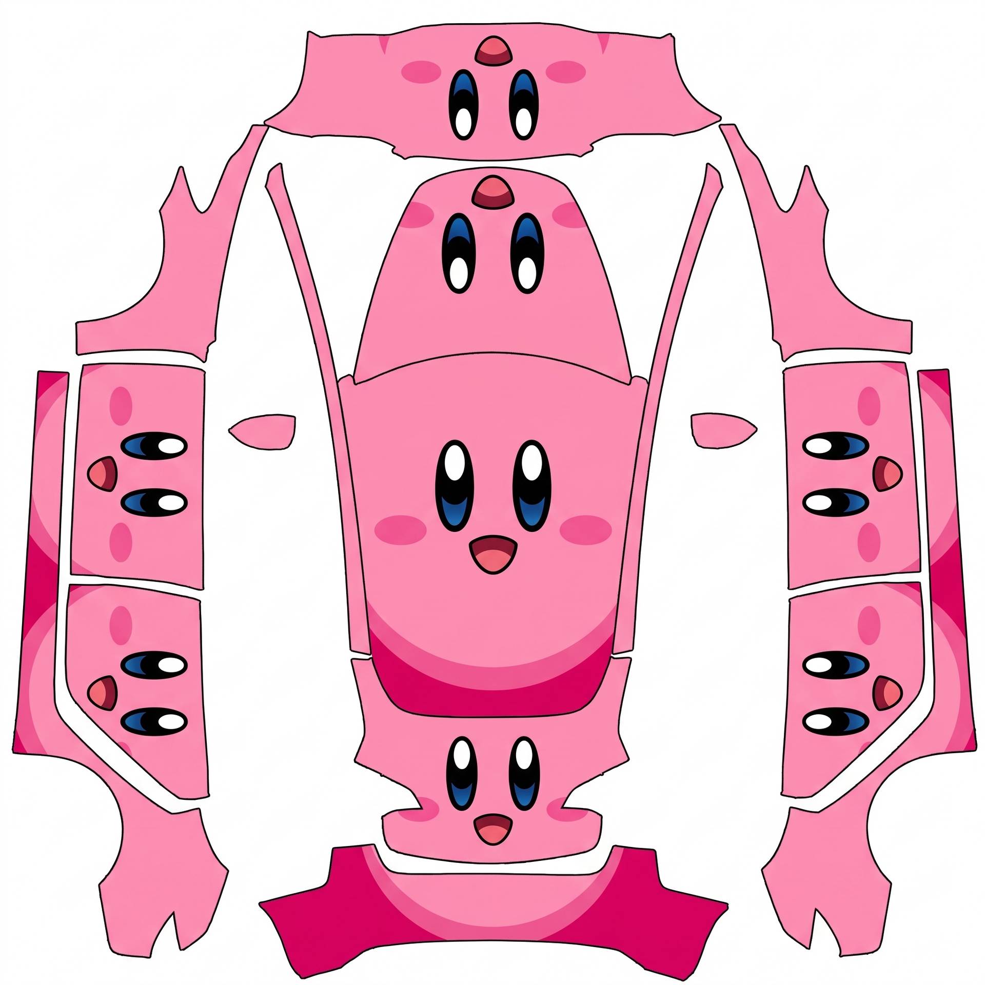 Kirby face on every section pink — AI wrap design for a Model 3
