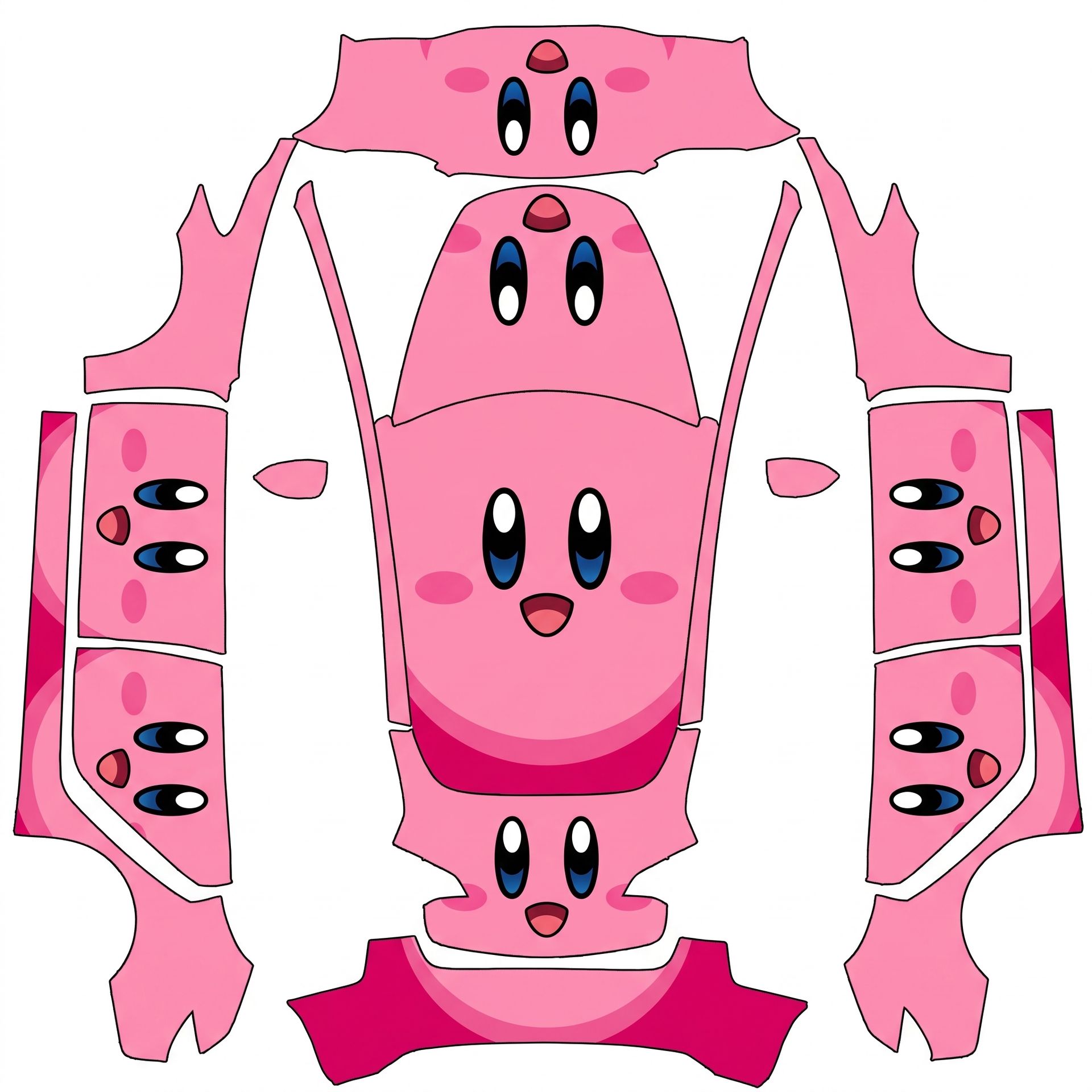 Kirby face on every section pink — AI wrap design for a Model 3