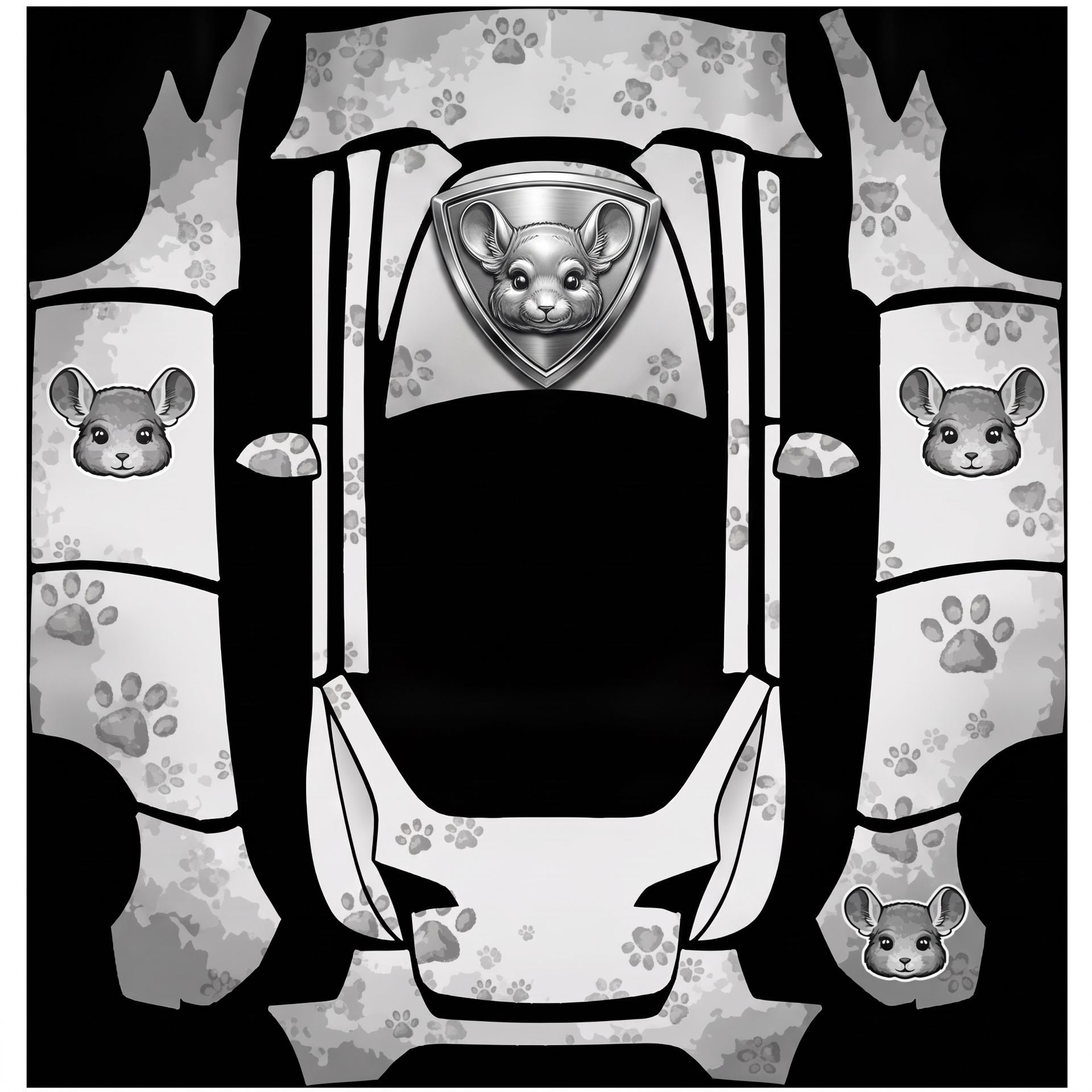 Gris standar chinchilla theme — AI wrap design for a Model Y