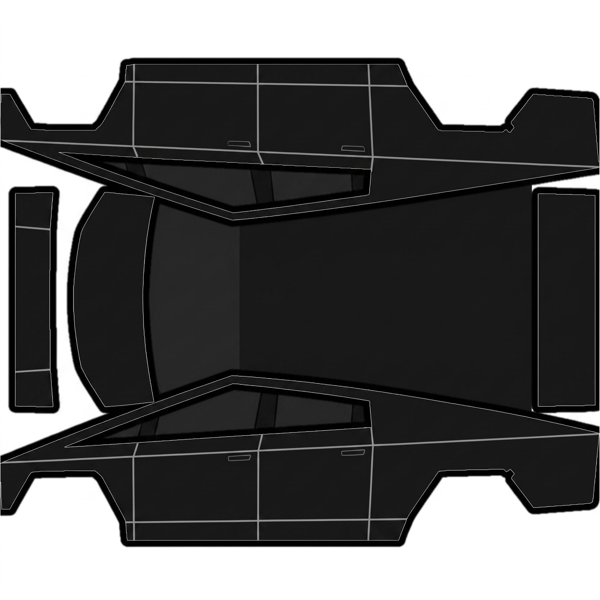 Solid super matte black wrap with tinted — AI wrap design for a Cybertruck