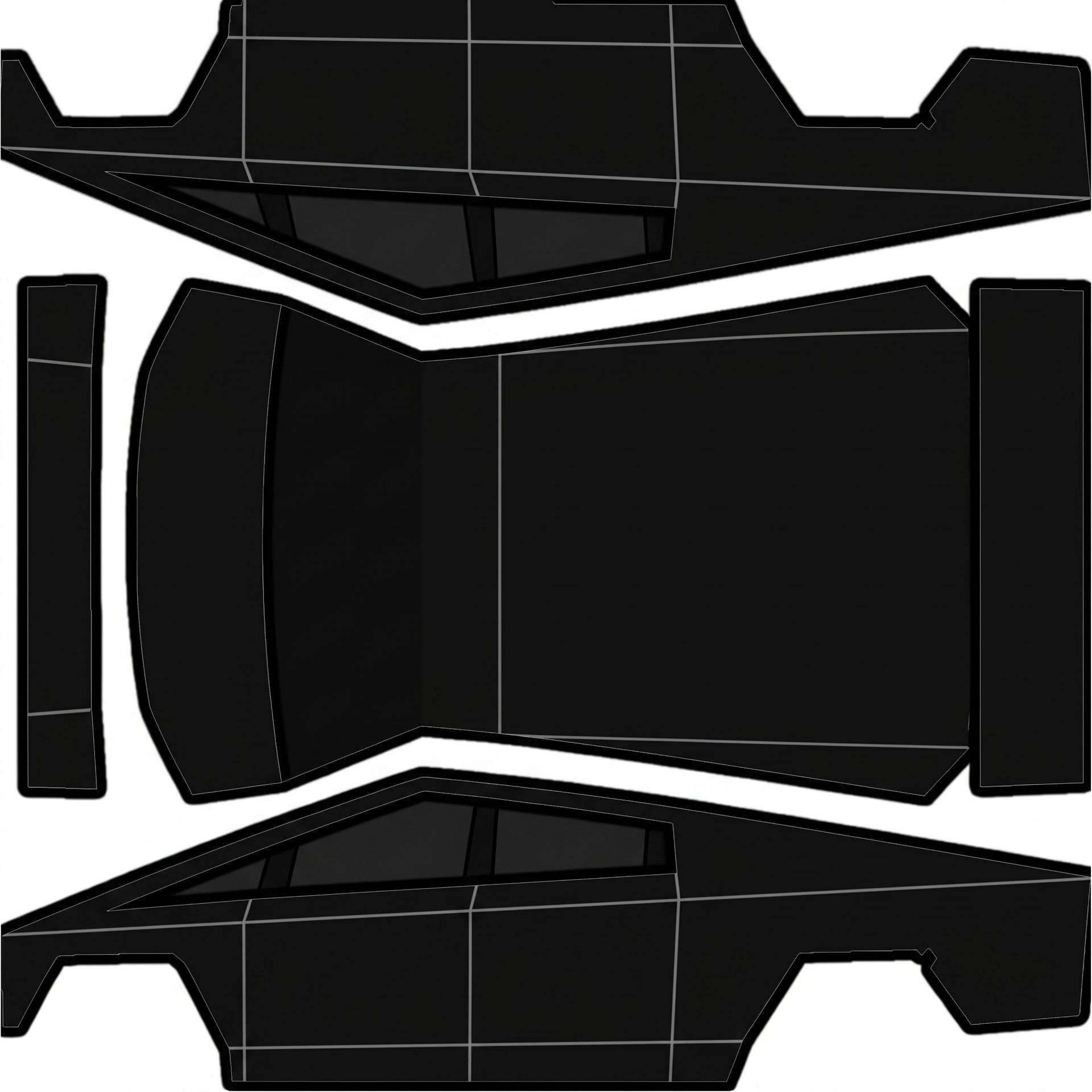 Solid super matte black wrap with tinted — AI wrap design for a Cybertruck