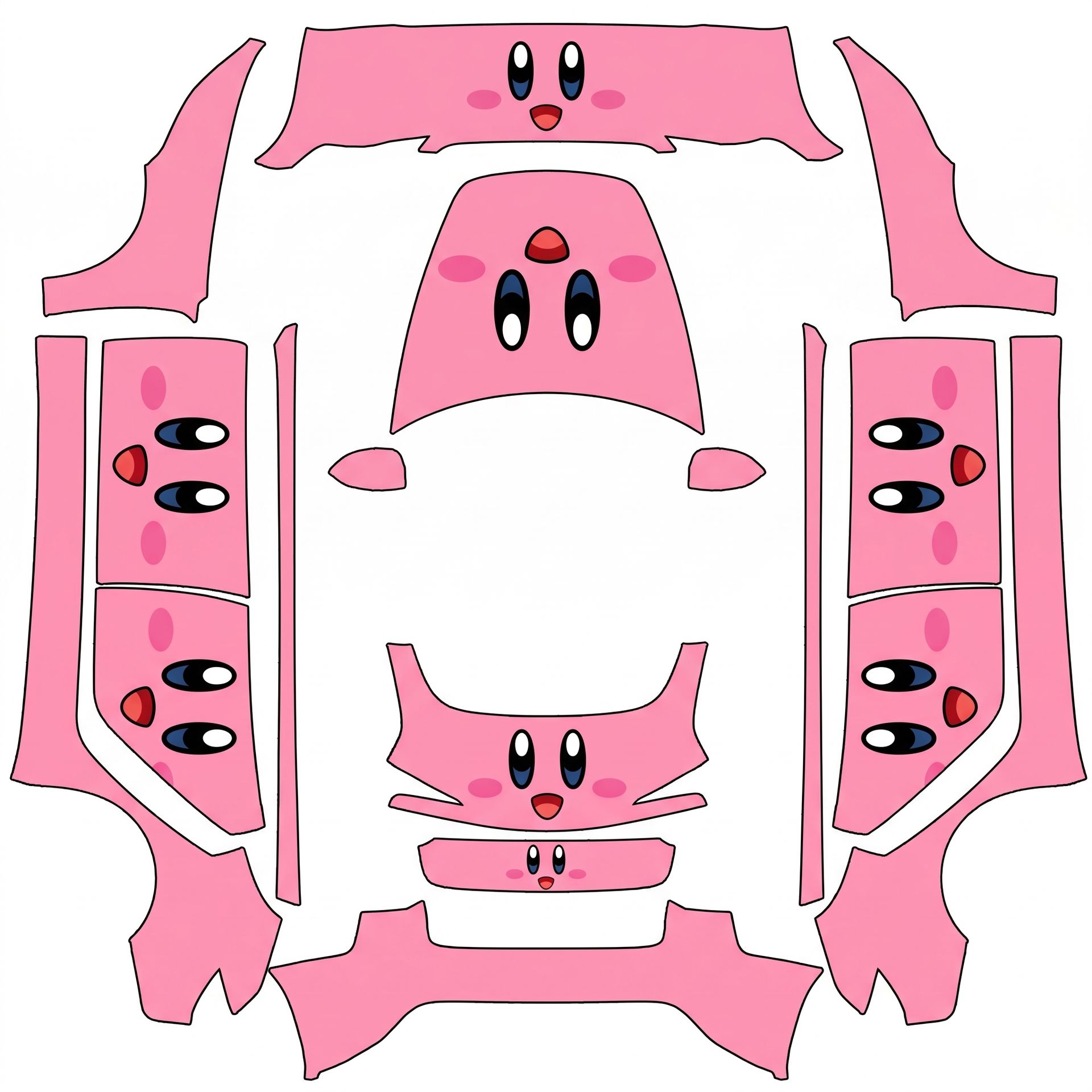 Kirby face on every section pink — AI wrap design for a Model 3 (2024+ Base)