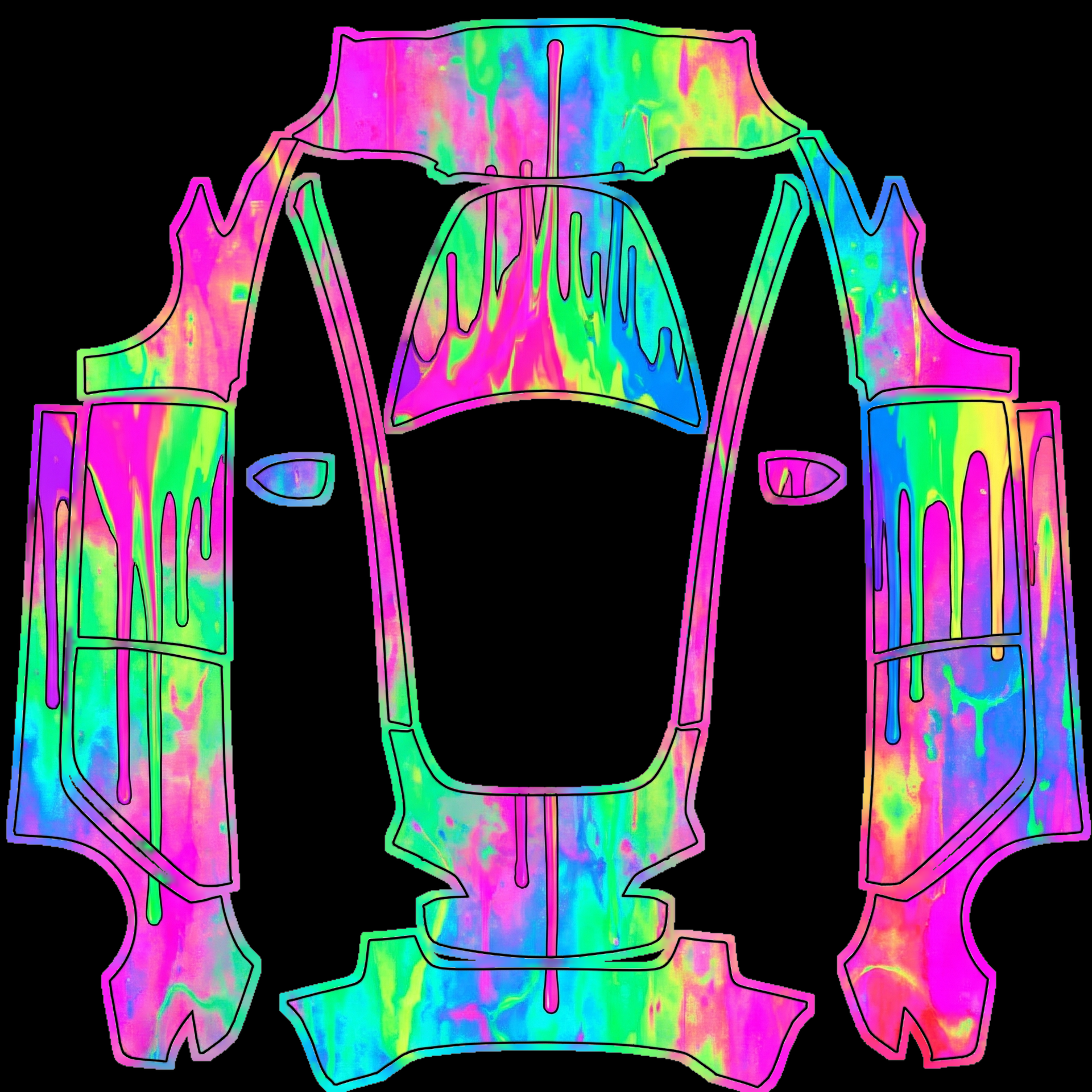 Neon paint dripping creates a vibrant — AI wrap design for a Model 3