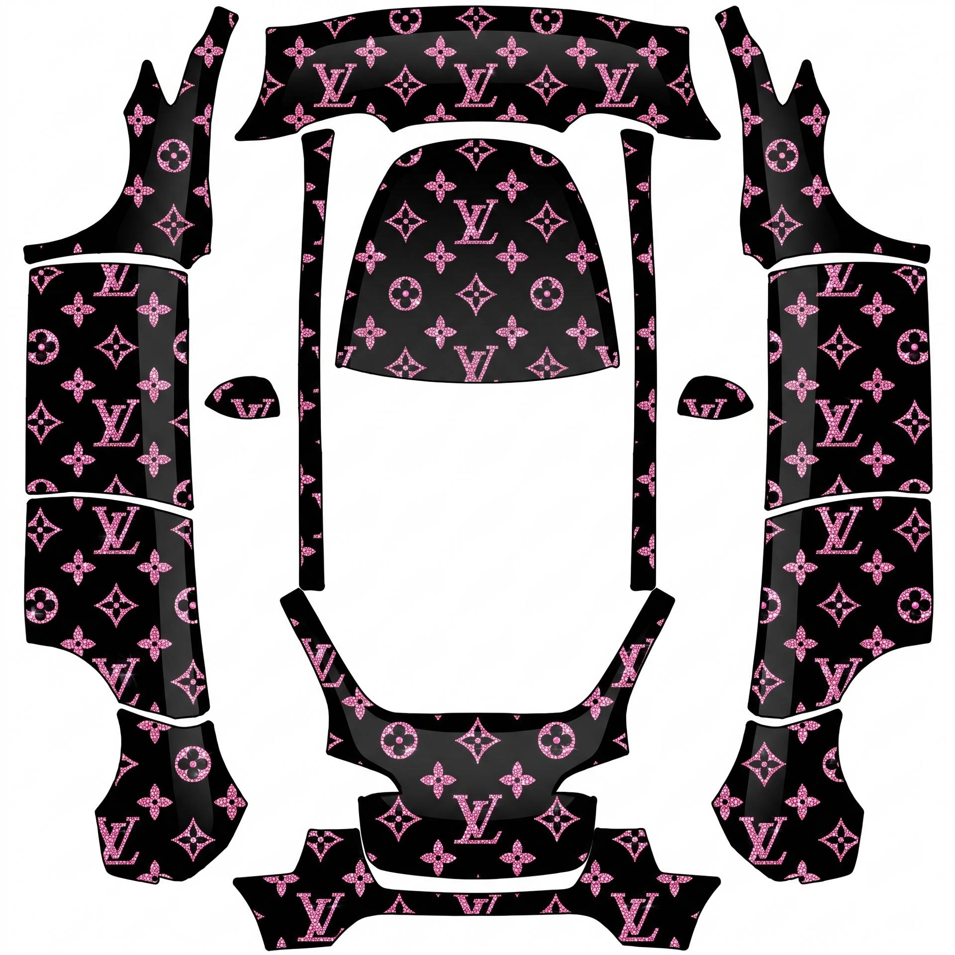 Apply a glamorous Louis Vuitton-inspired — AI wrap design for a Model Y