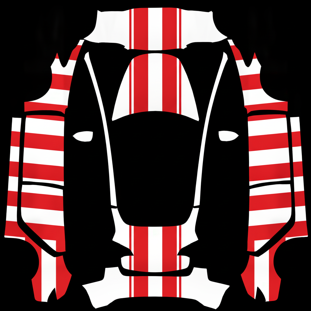 Retro racing stripes in red and white — AI wrap design for a Model 3