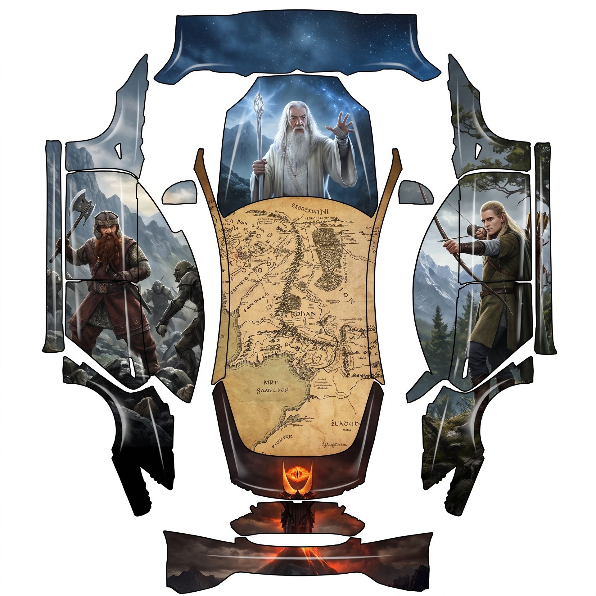 Lord of the rings themed wrap with Gandalf — AI wrap design for a Model S (2021)