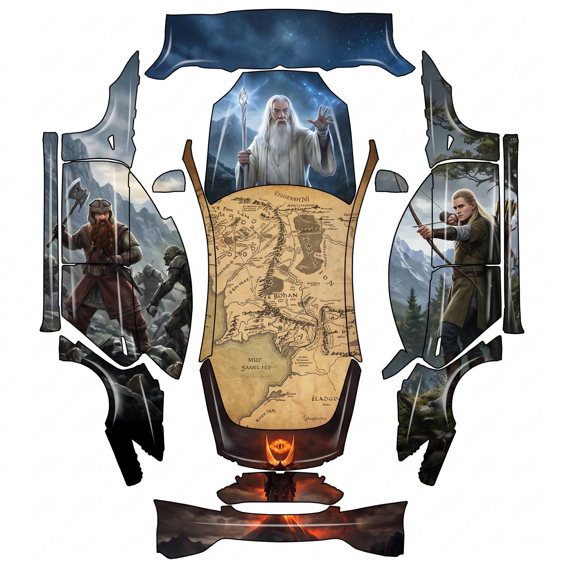 Lord of the rings themed wrap with Gandalf — AI wrap design for a Model S (2021)